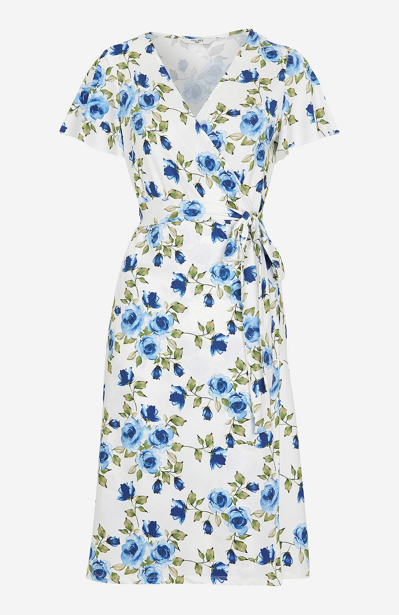 Gemustertes Front-Wickelkleid aus Jersey
