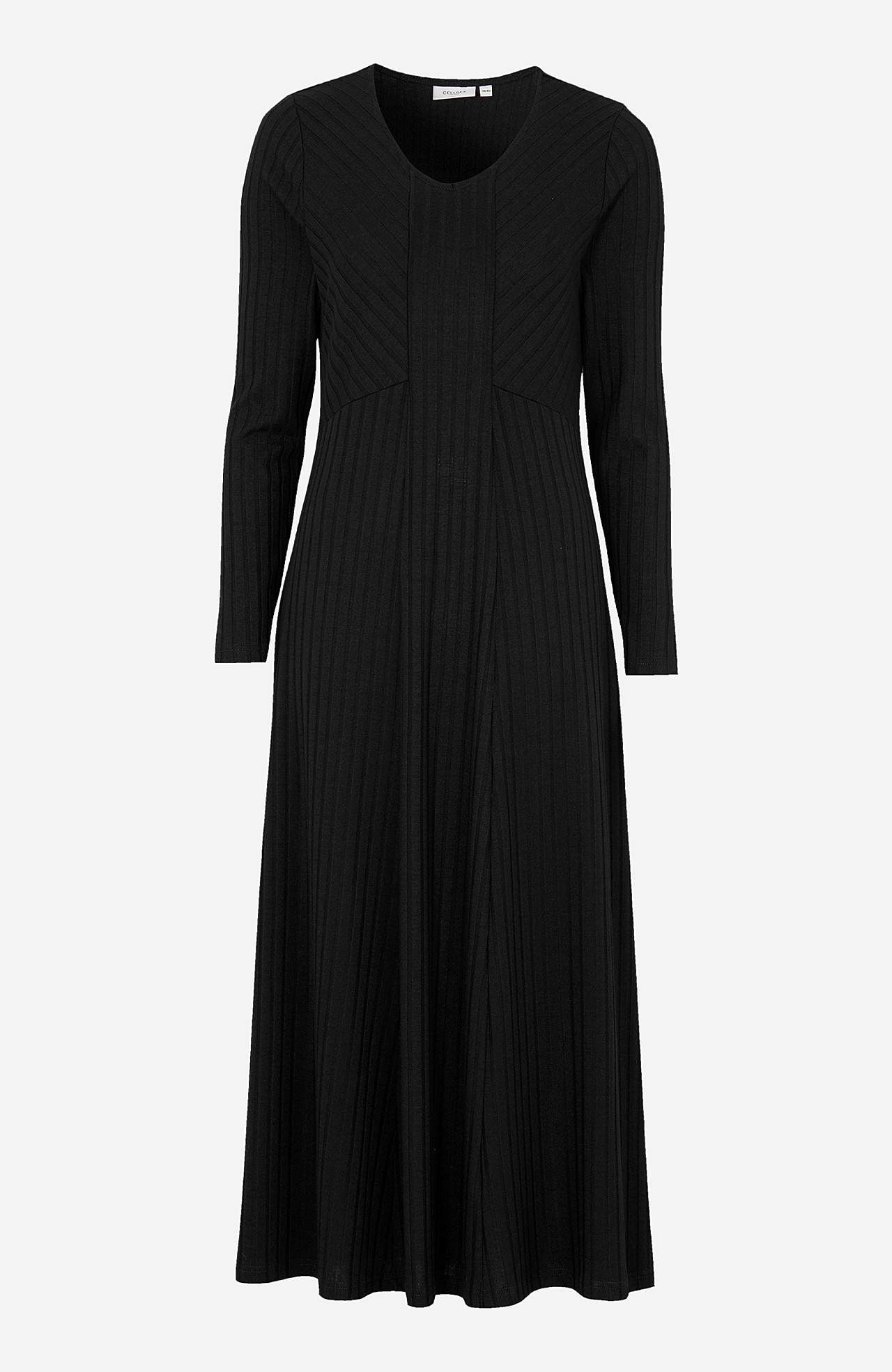 Langes Jersey-Kleid im Rippenstrick