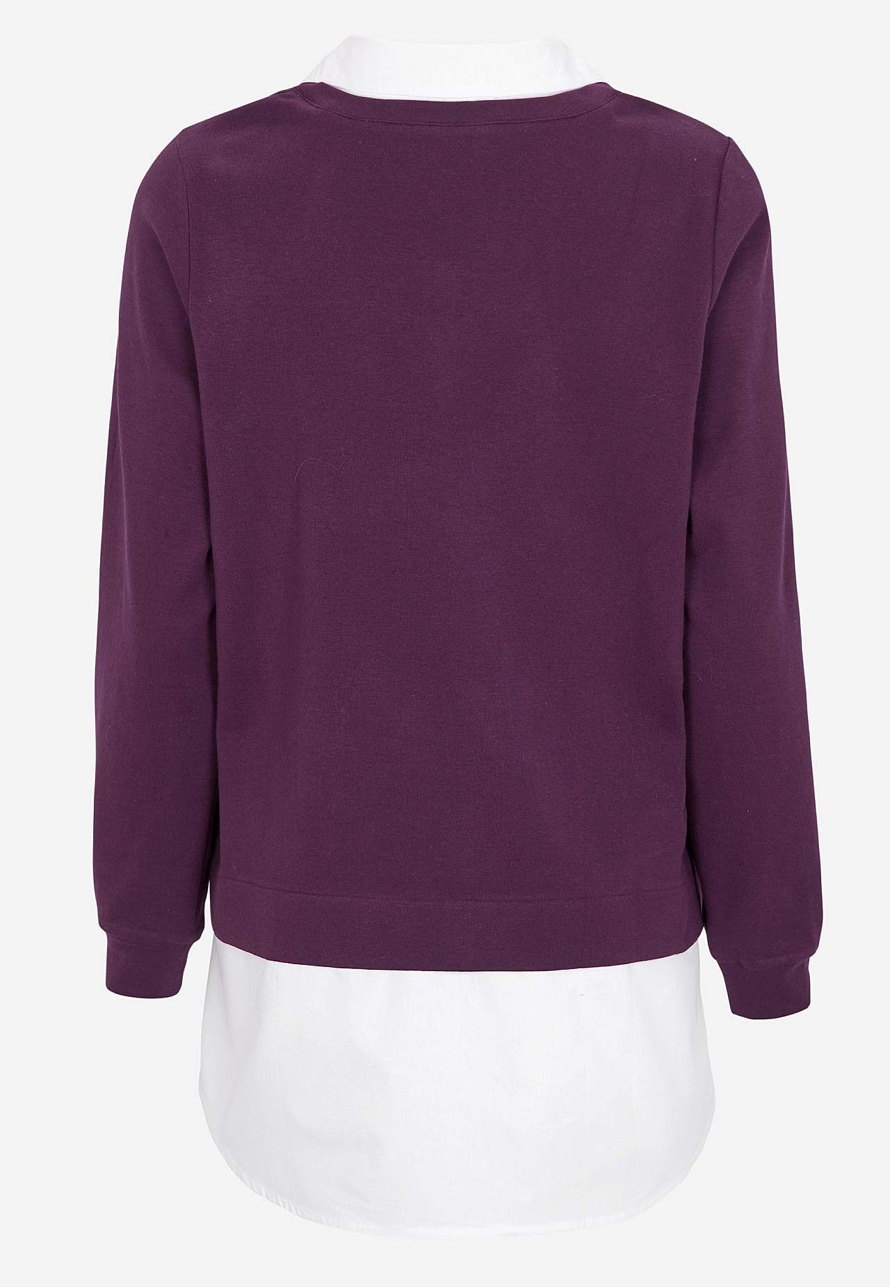 Jersey-Top mit genähtem Hemdkragen