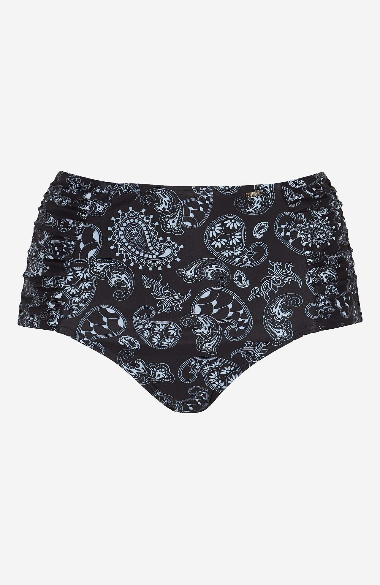Bikini-Unterteil mit hohem Bund und einem Paisley-Muster