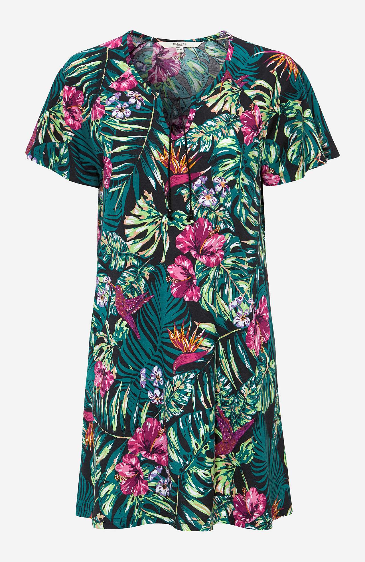 Jersey-Tunika mit einem Blumen-Muster