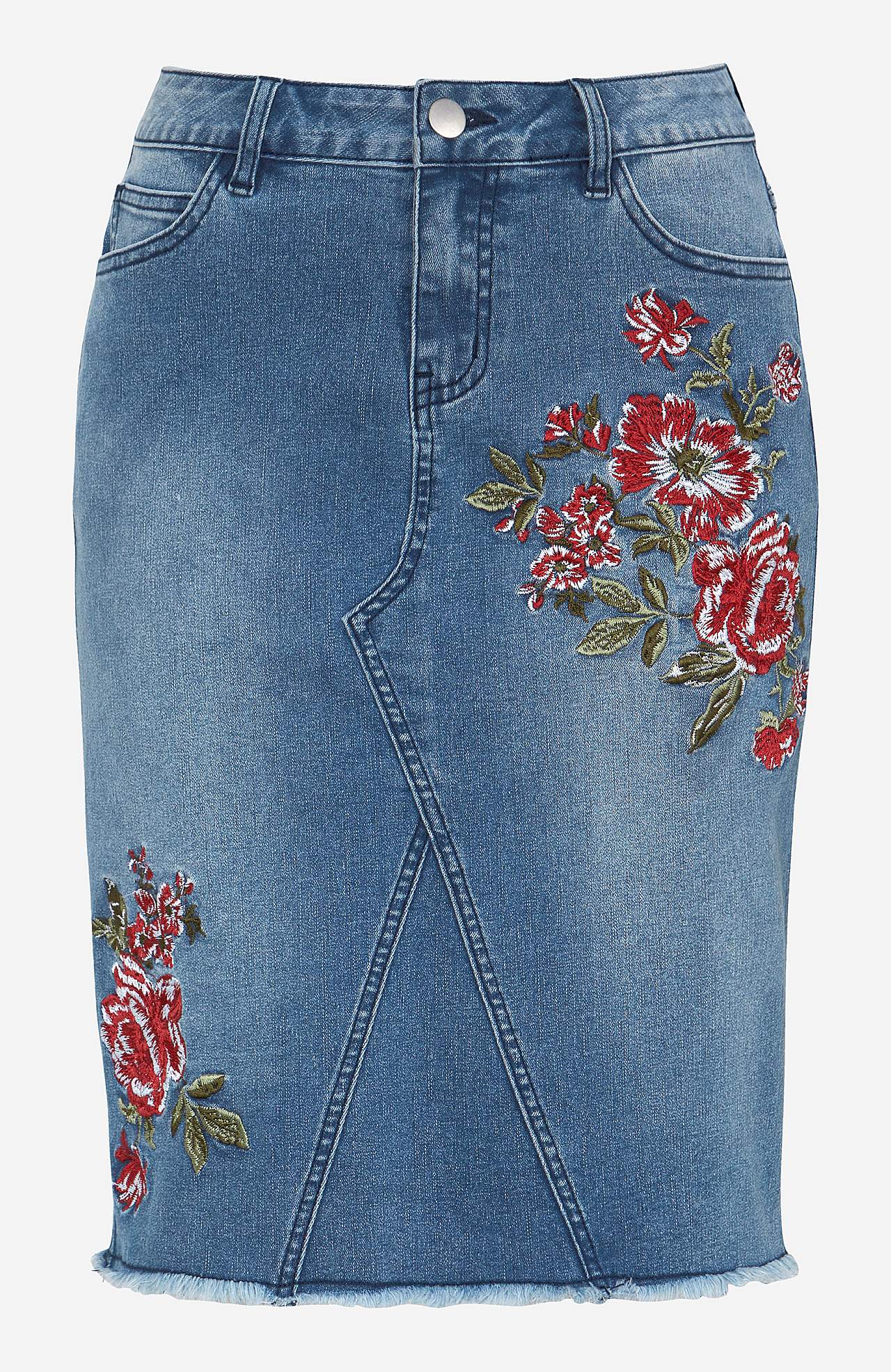 Jeansrock mit Stickereien
