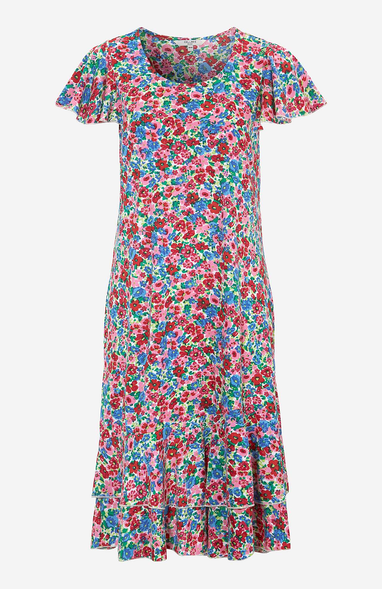 Gemustertes Jerseykleid mit Rüschenröcken Elin