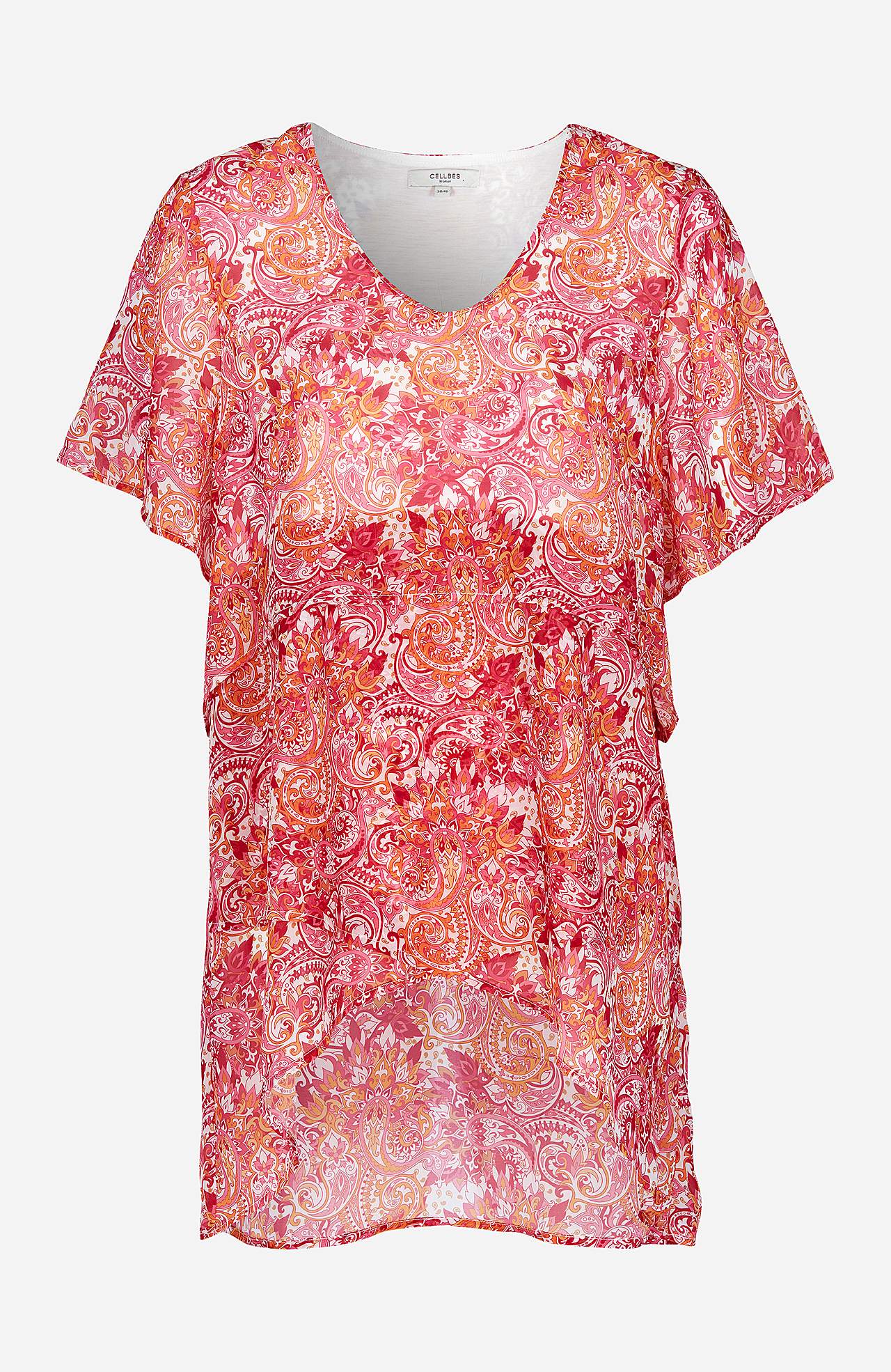 Chiffon-Tunika mit einem Paisley-Muster