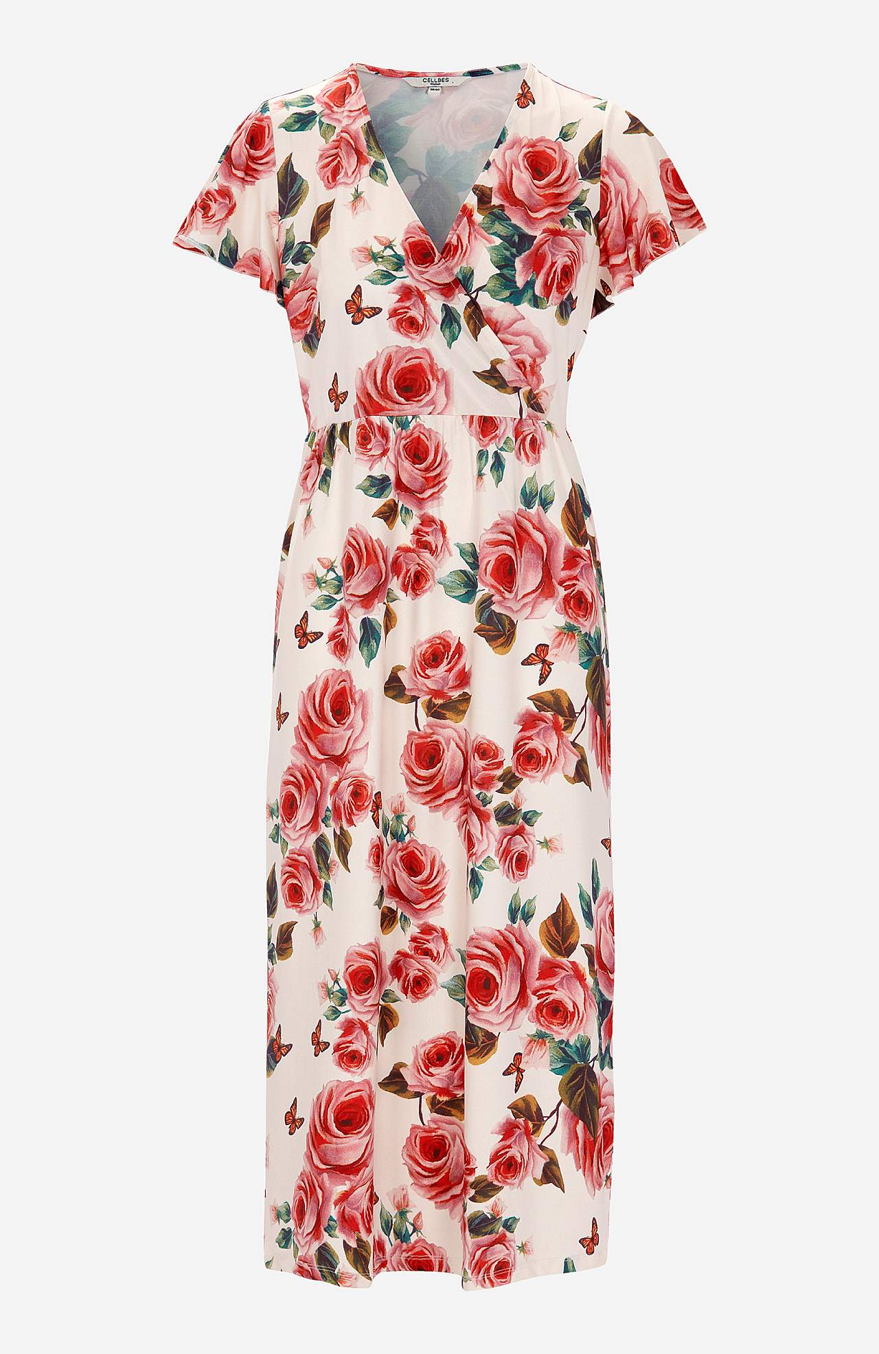 Gemustertes Maxikleid mit Schneidnaht in der Taille