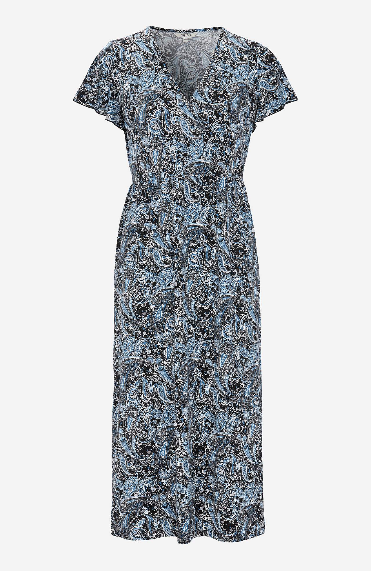 Gemustertes Maxikleid mit Schneidnaht in der Taille