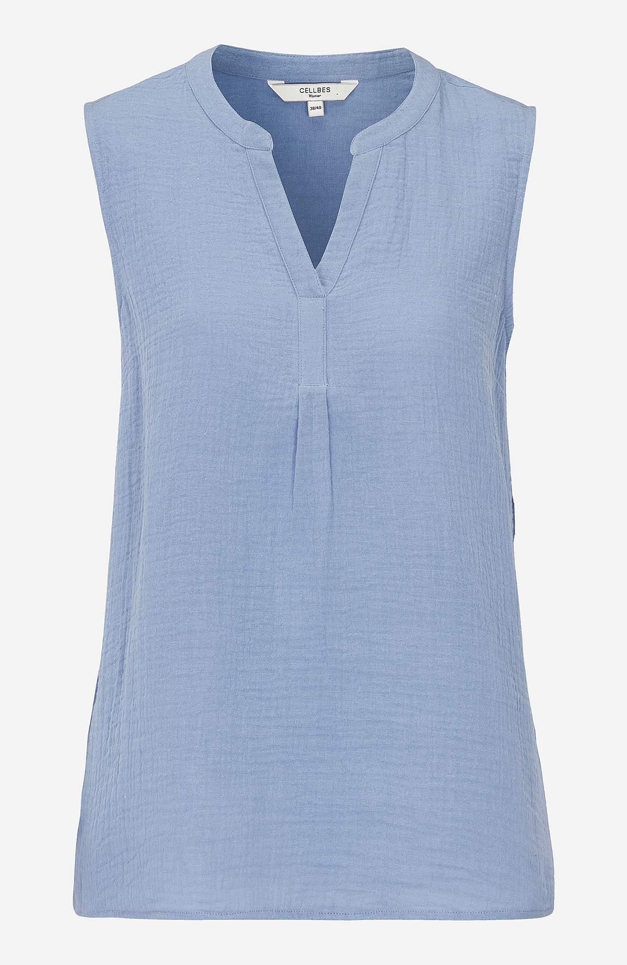 Ärmellose, zerknitterte Bluse