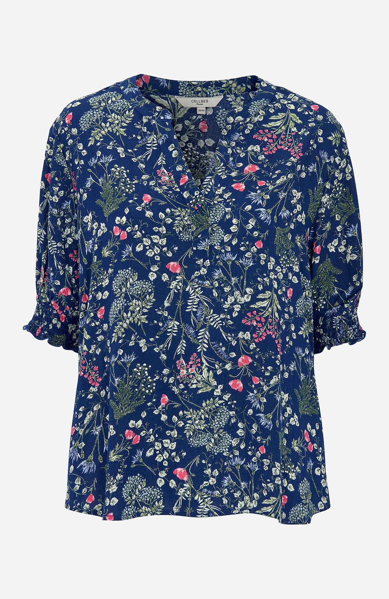 Bluse aus Krepp mit Smokarbeit Mia
