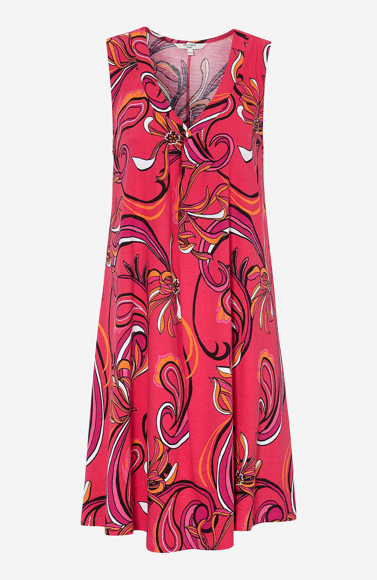 Ärmelloses Jerseykleid mit einem V-Ausschnitt