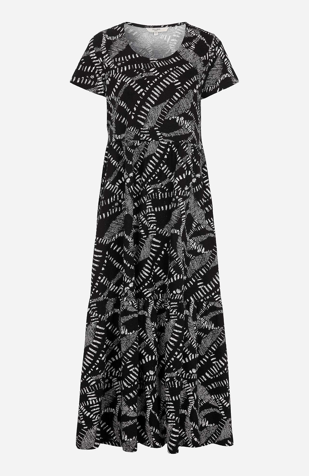 Gemustertes Jerseykleid mit Rüschenrock