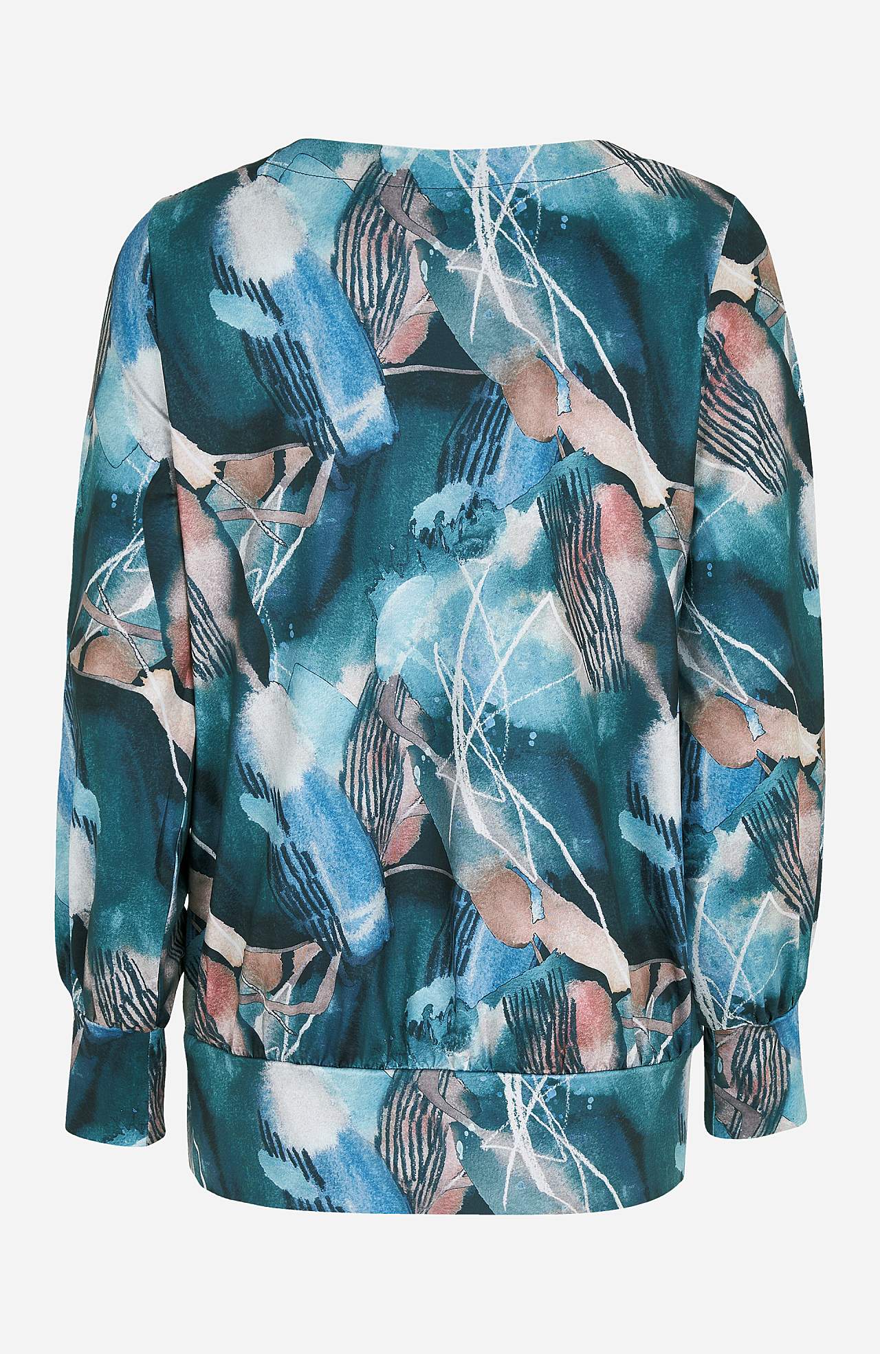 Gemustertes Jersey-Top mit Knopfdekoration