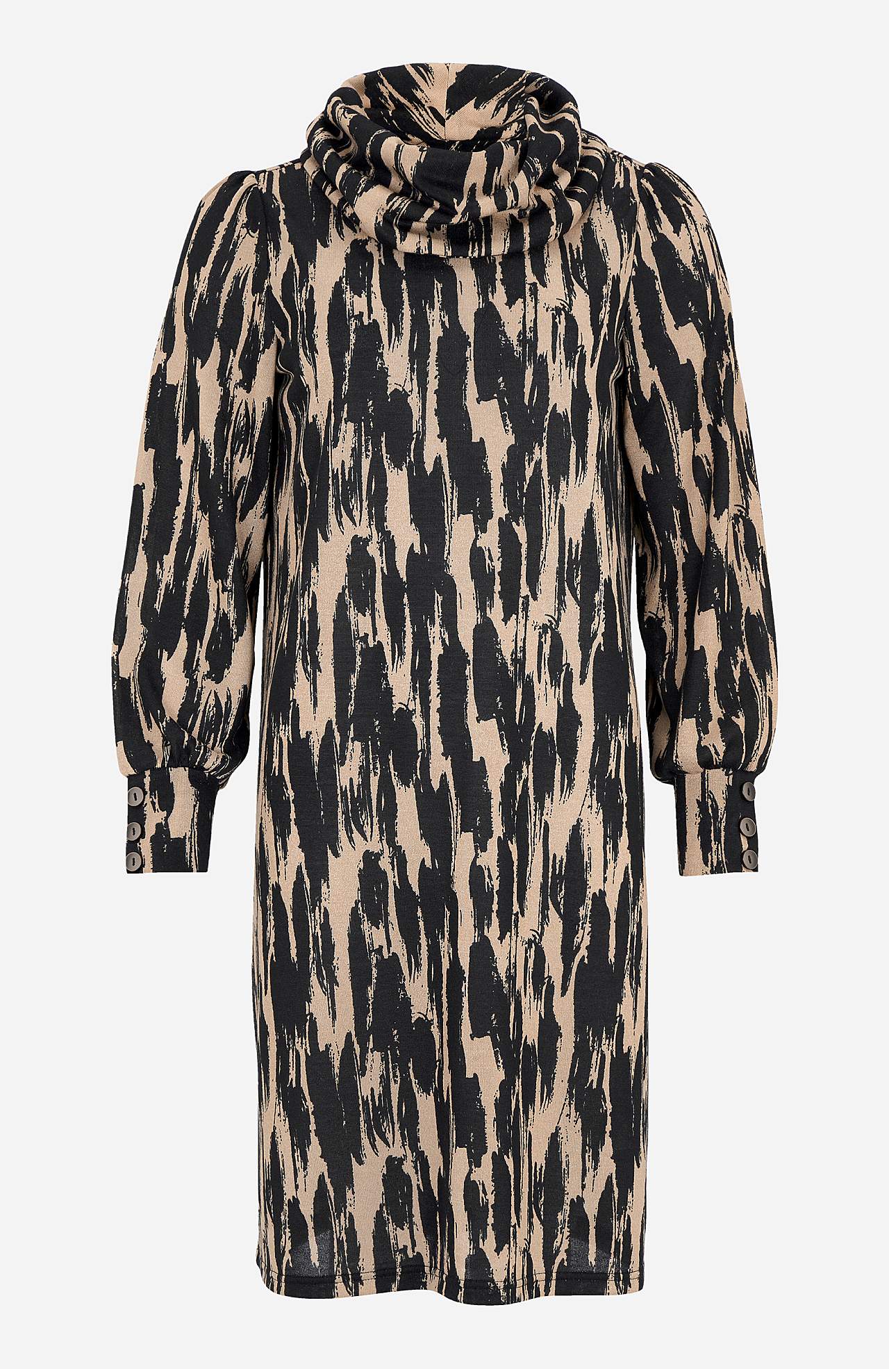 Gemustertes, knielanges Jerseykleid