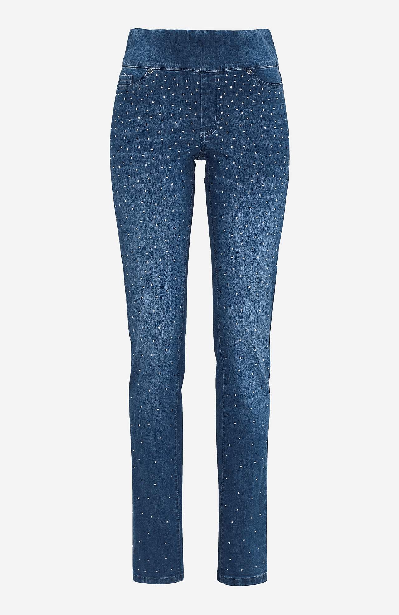 Elastische Jeggings mit Strass-Details
