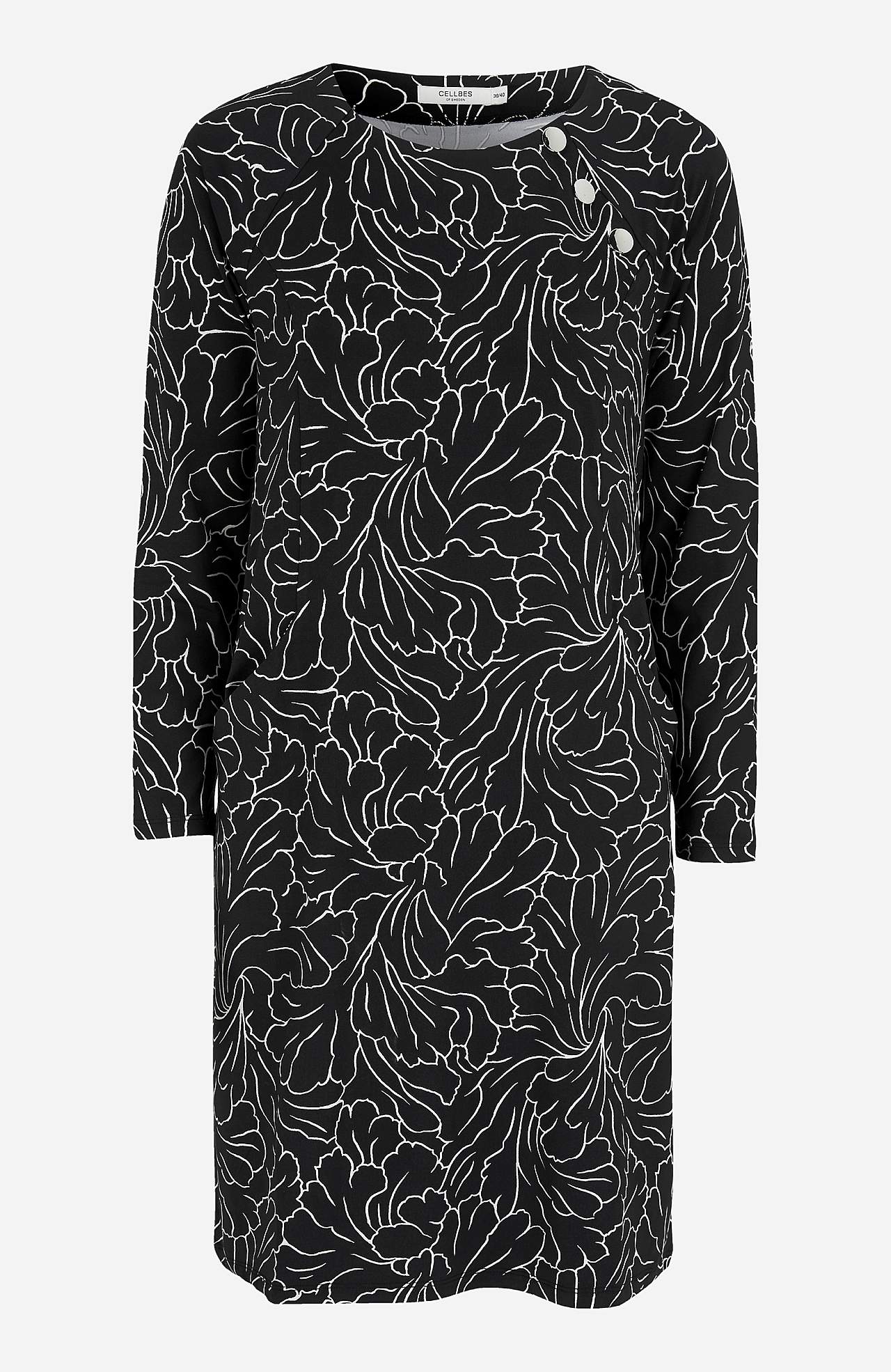 Gemustertes Jerseykleid mit Taschen