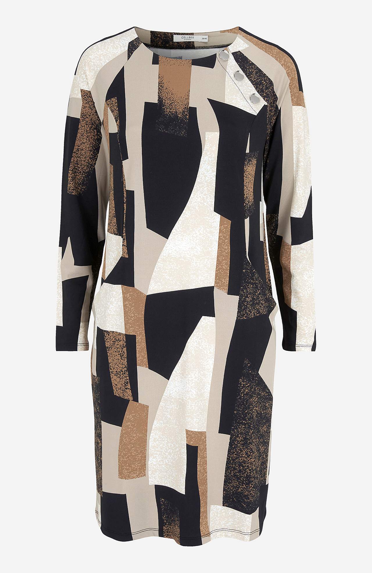 Gemustertes Jerseykleid mit Taschen