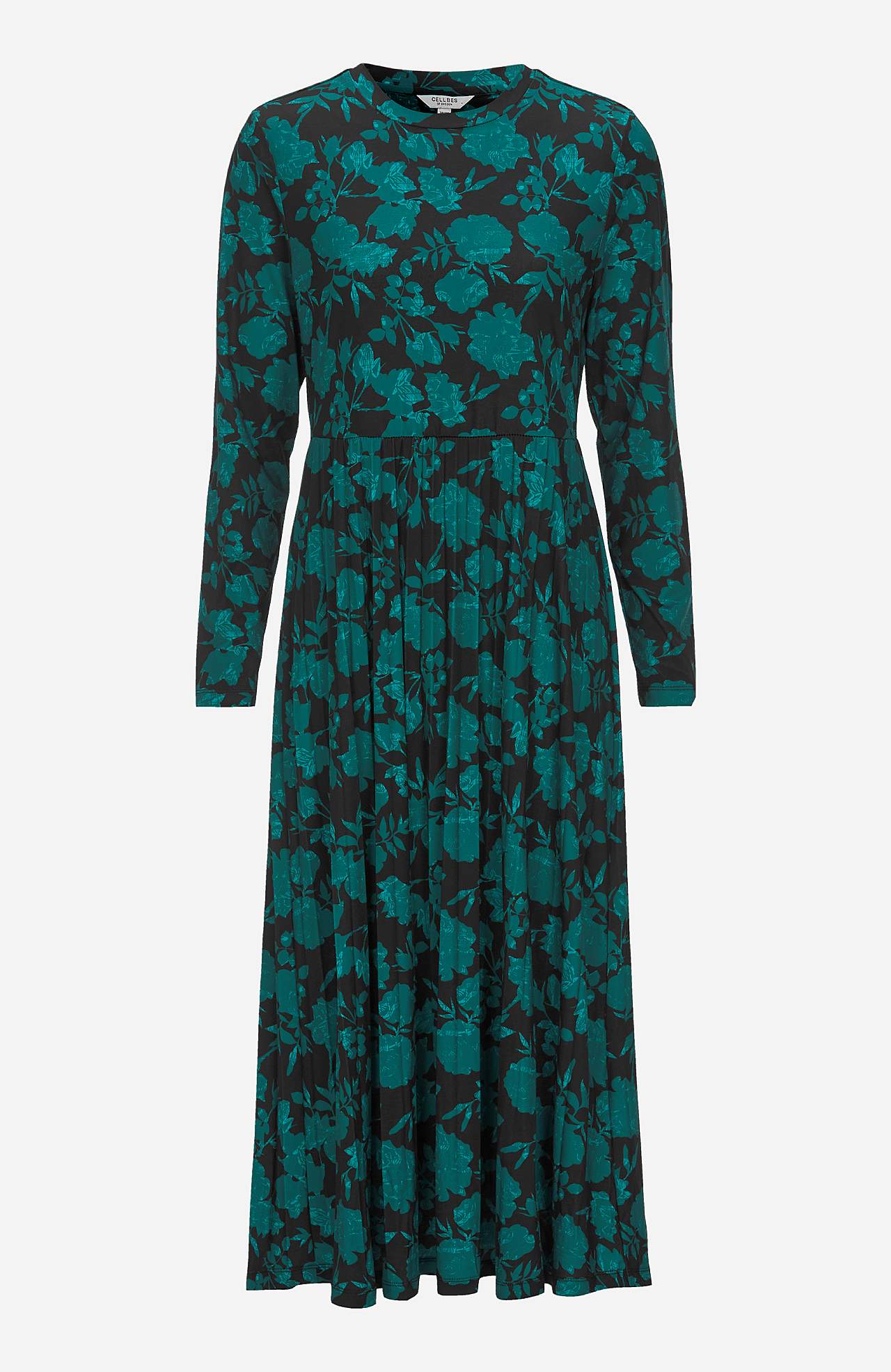Plissiertes, gemustertes Jerseykleid