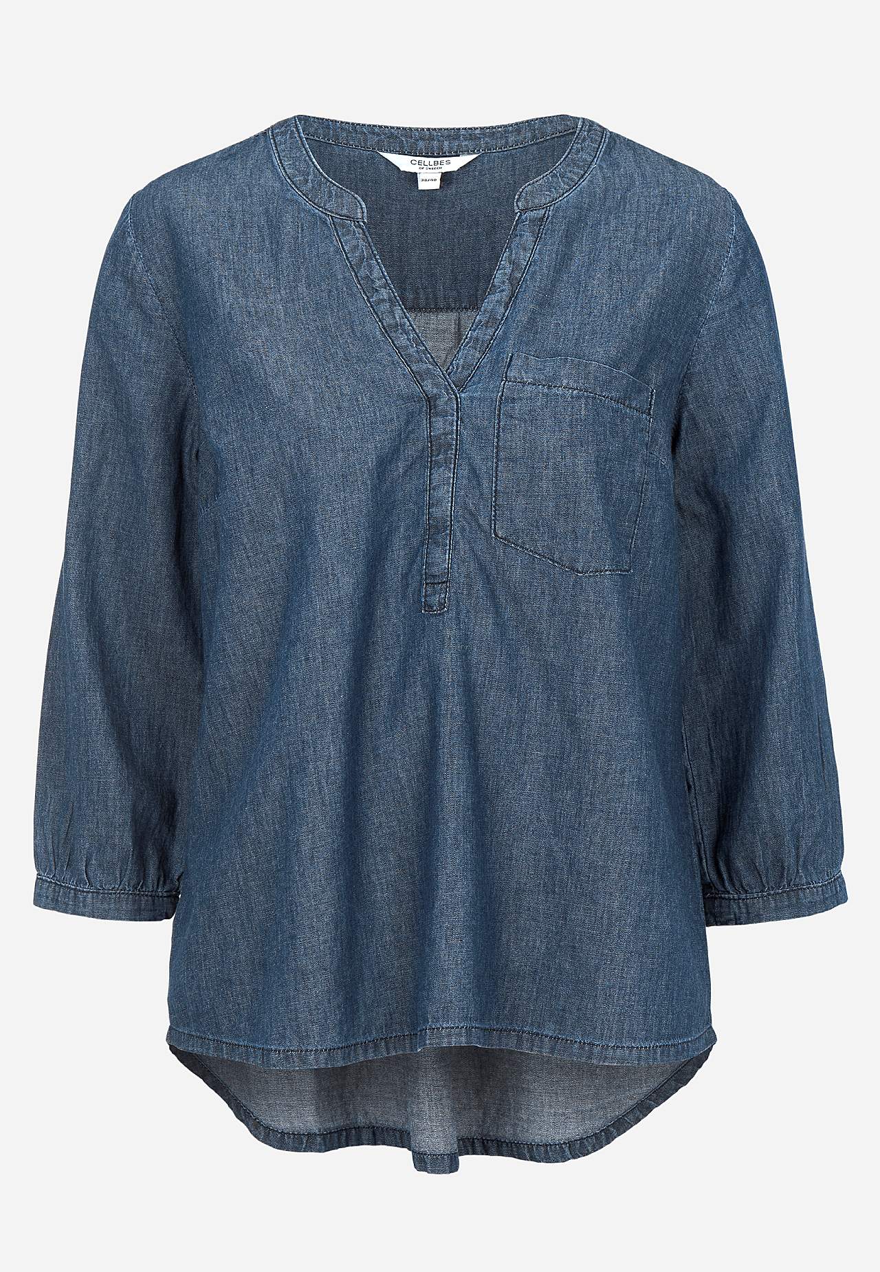 Jeansbluse mit Brusttasche