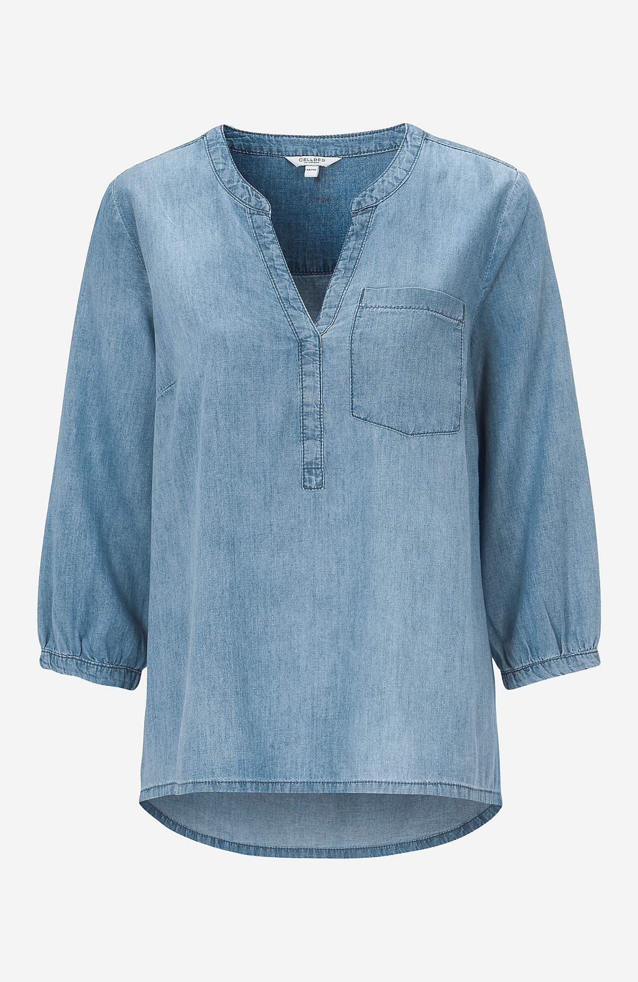 Jeansbluse mit Brusttasche