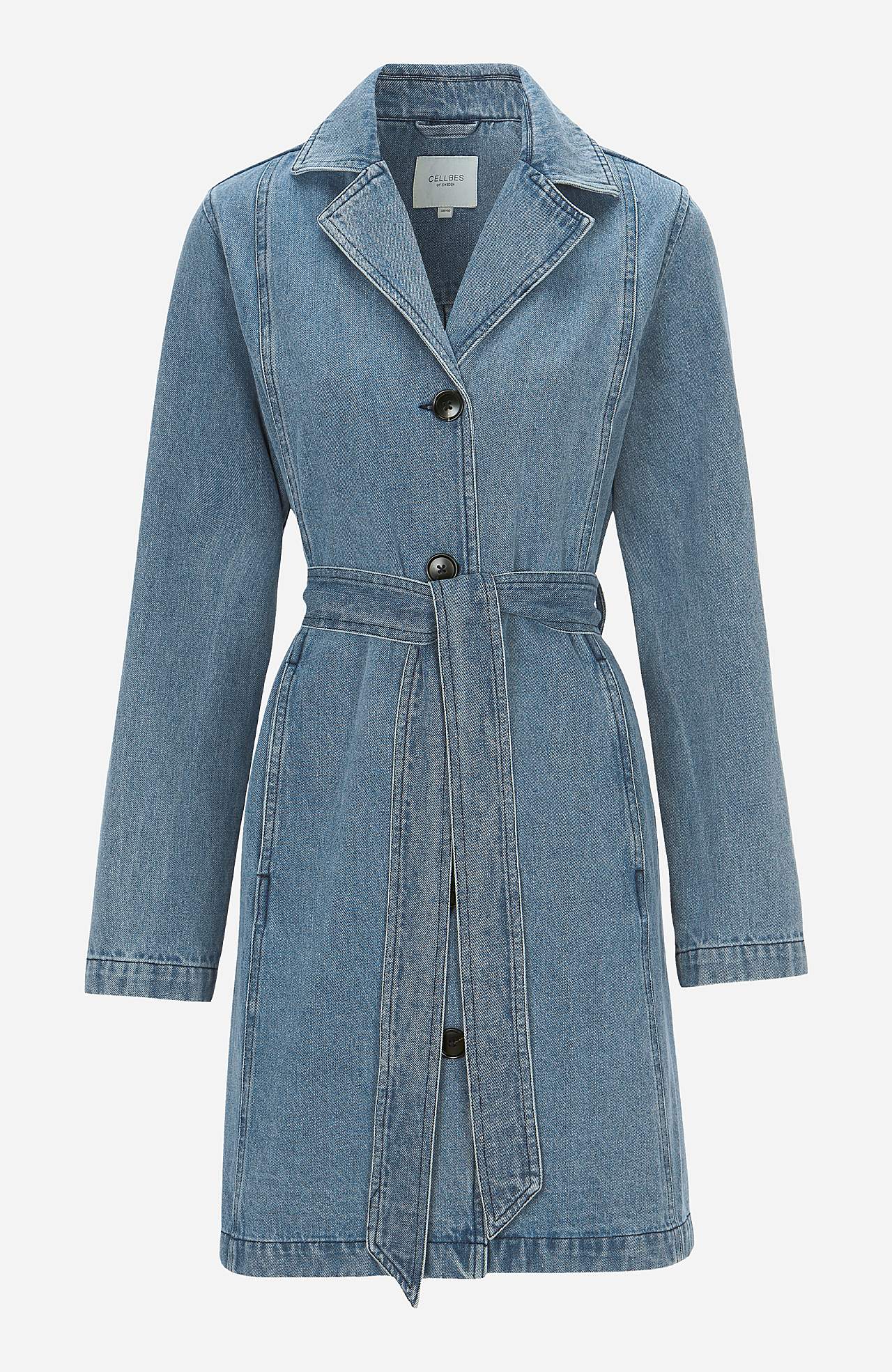 Mantel aus Denim mit Gürtelschnalle