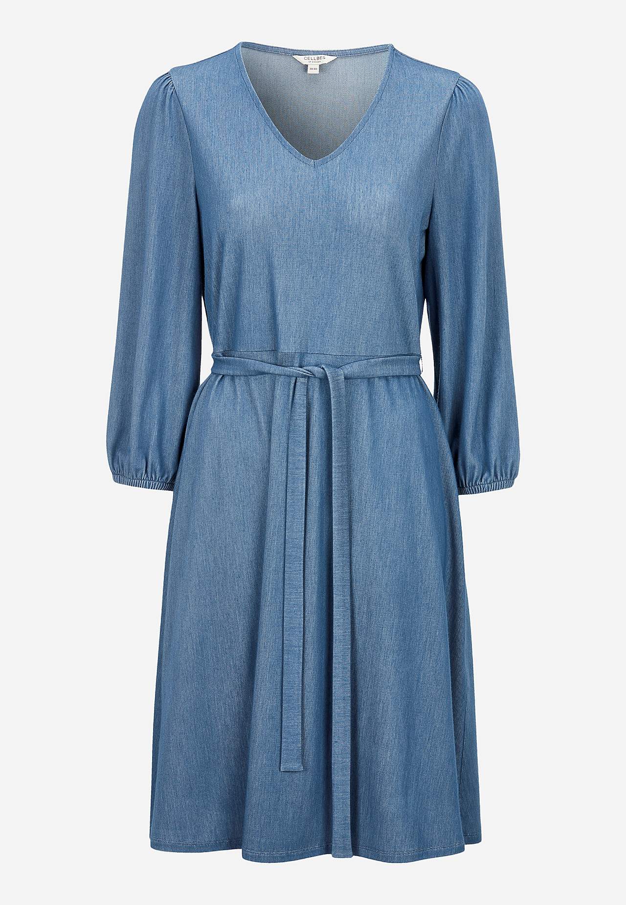 Kleid aus Denim-Jersey mit Gürtel zum selberbinden