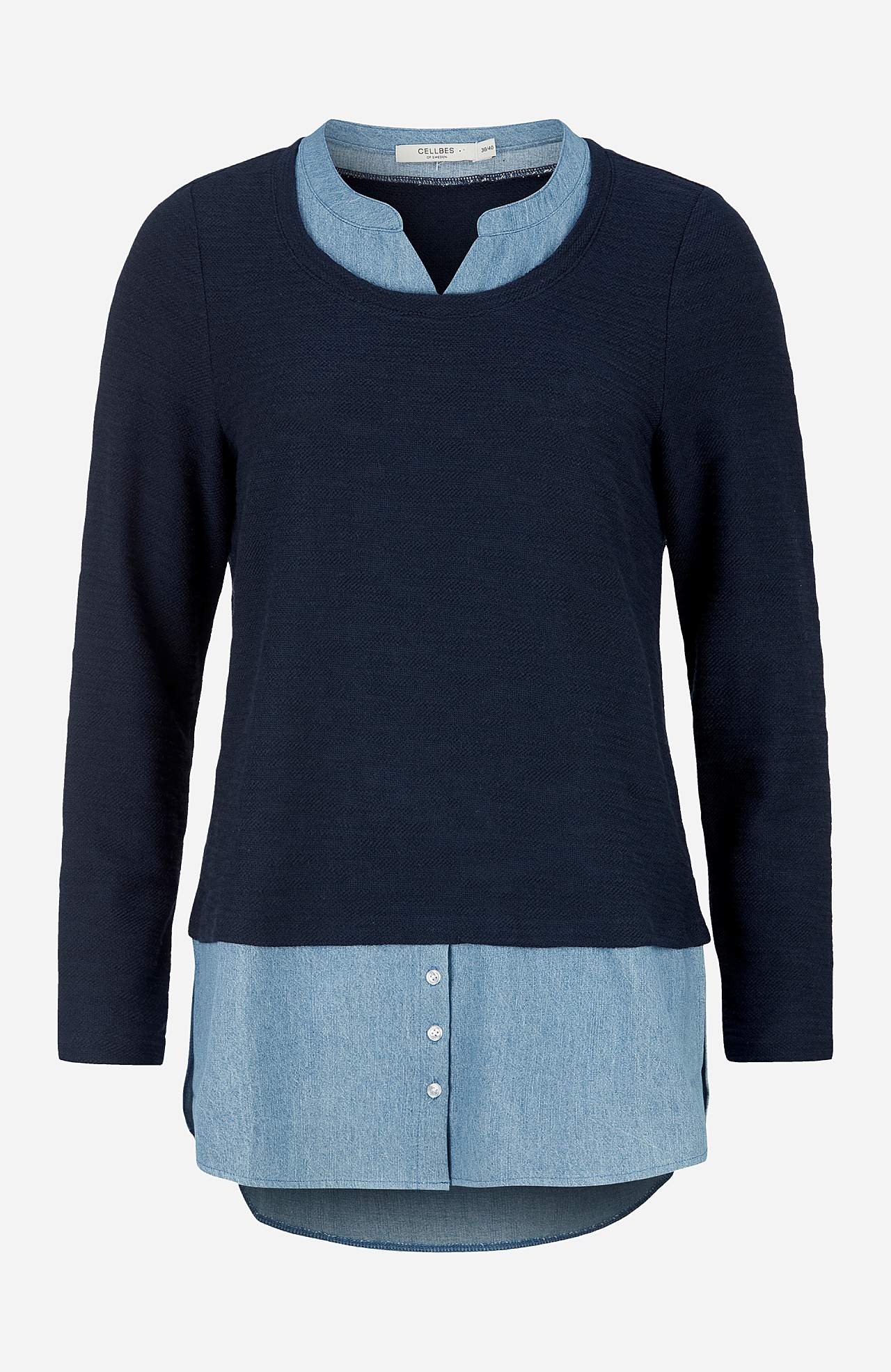 Jersey-Tunika mit Details aus Denim Denise