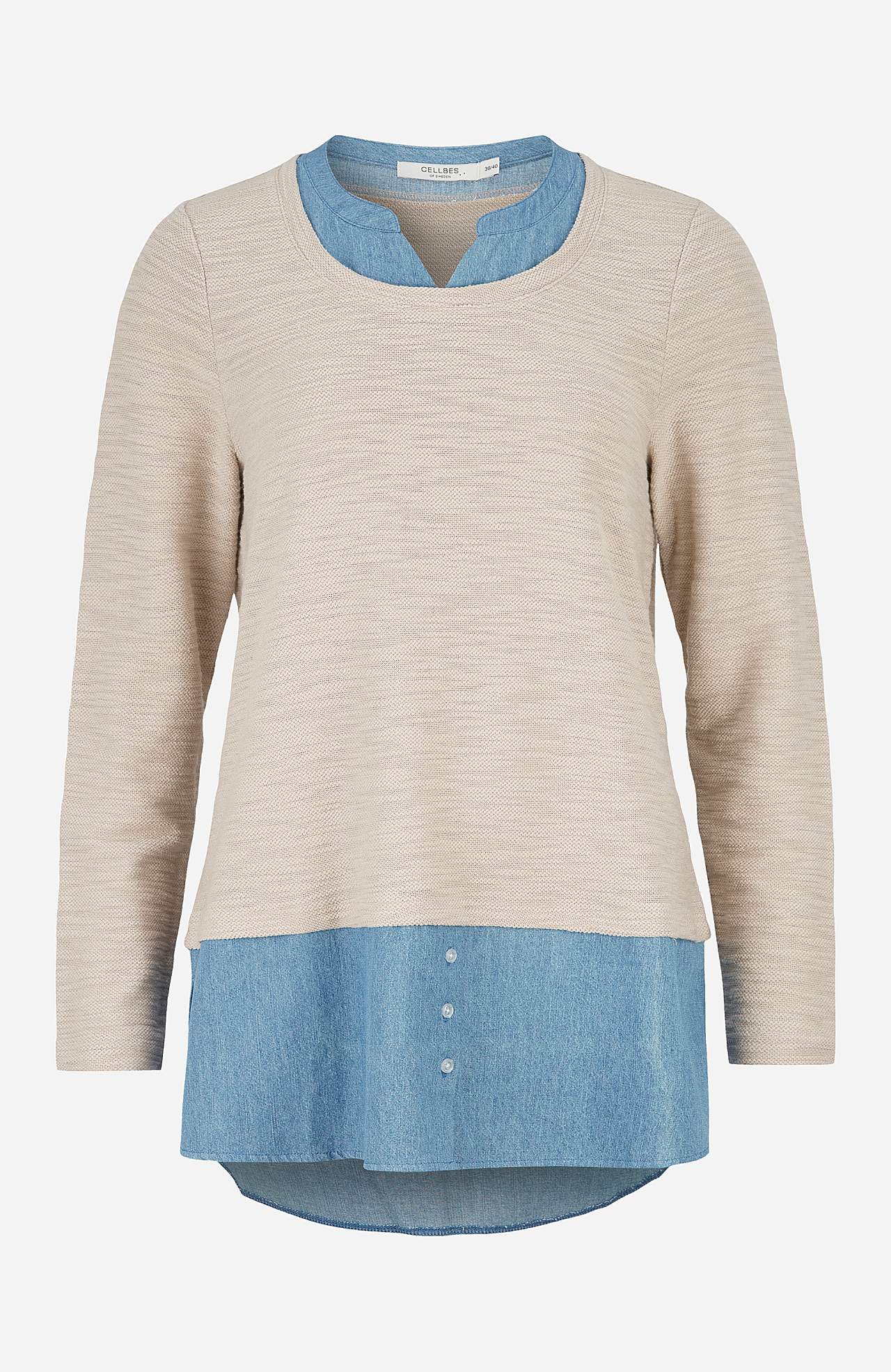 Jersey-Tunika mit Details aus Denim Denise