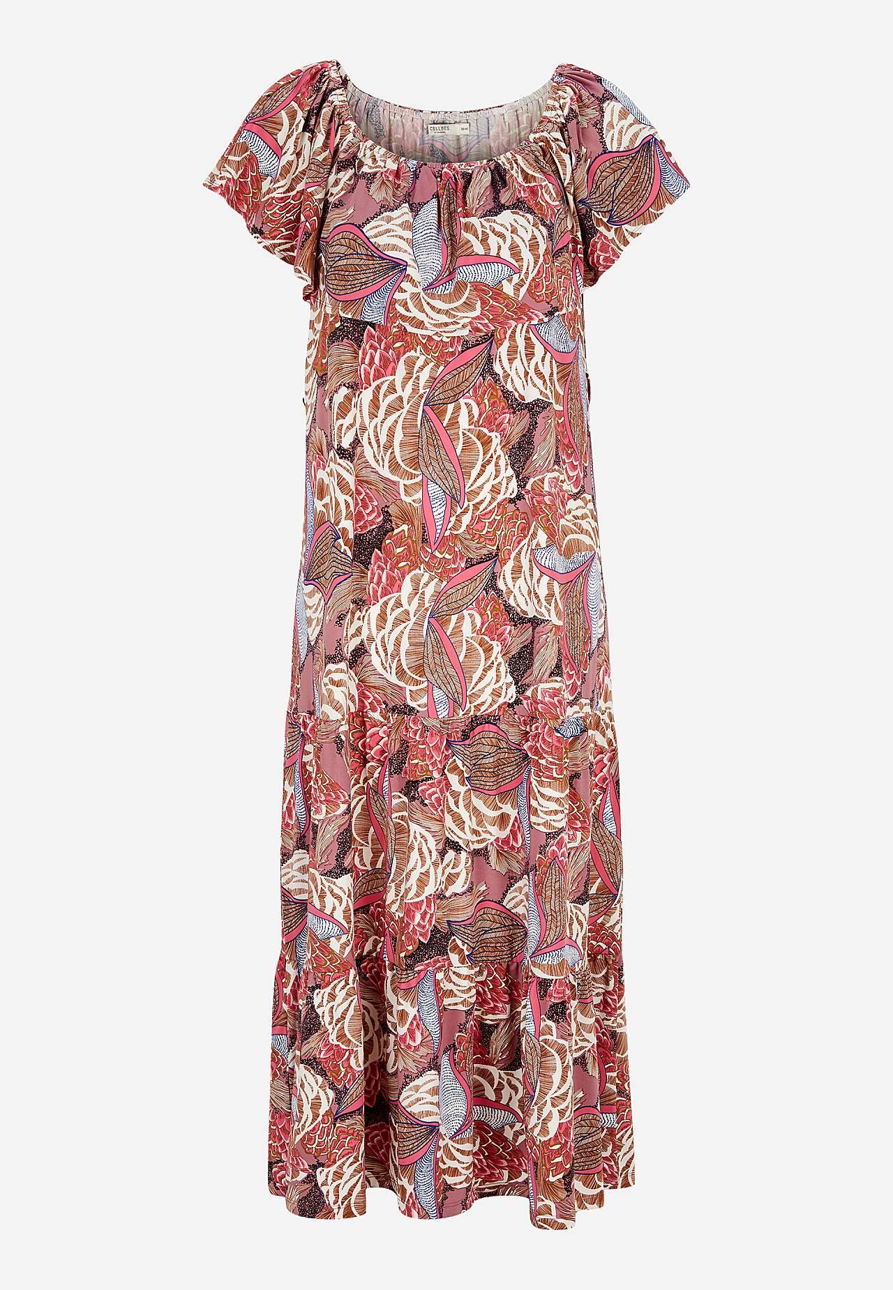 Gemustertes schulterfreies Kleid
