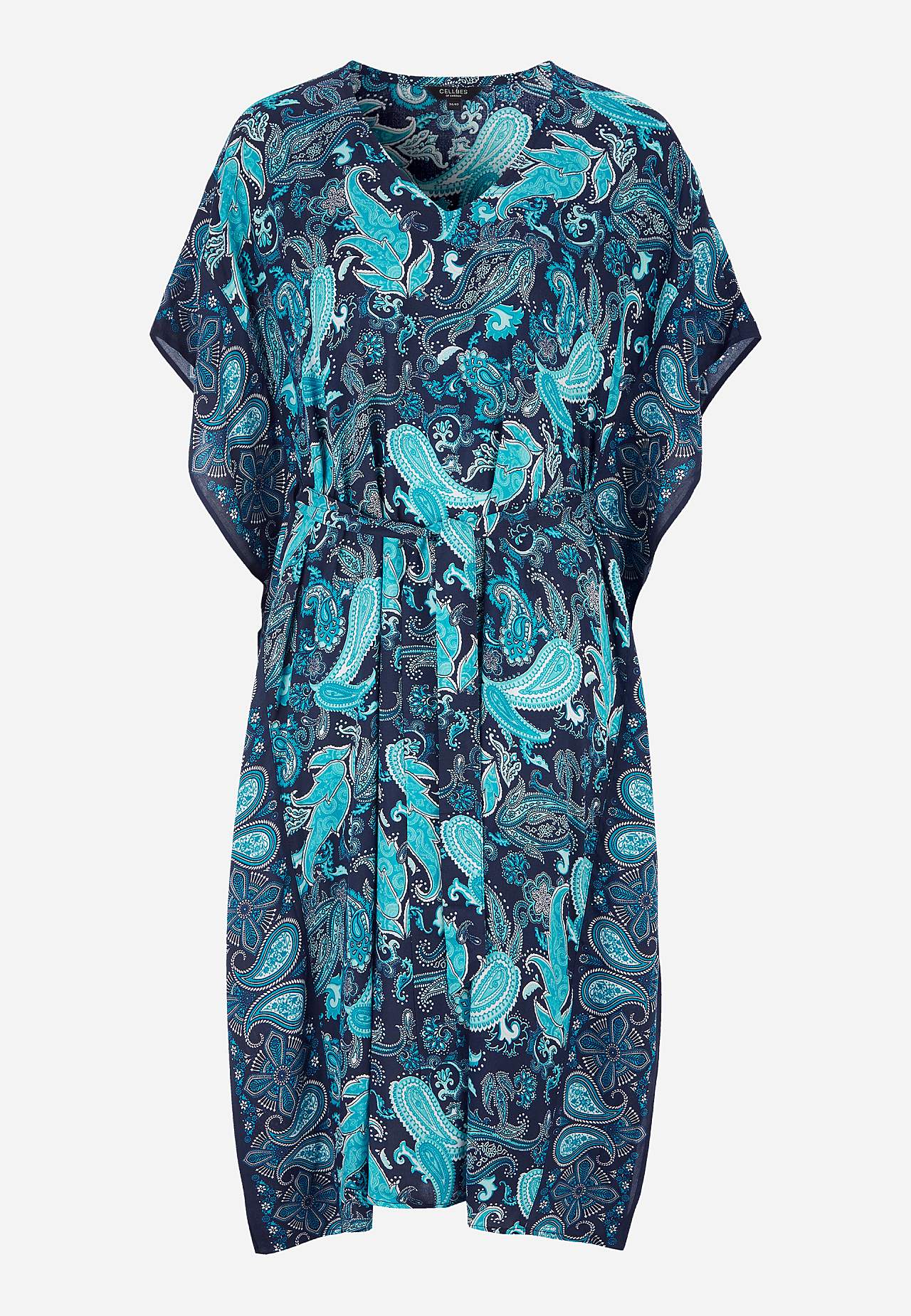 Strand-Kaftan mit Gürtelschnalle und einem Paisley-Muster
