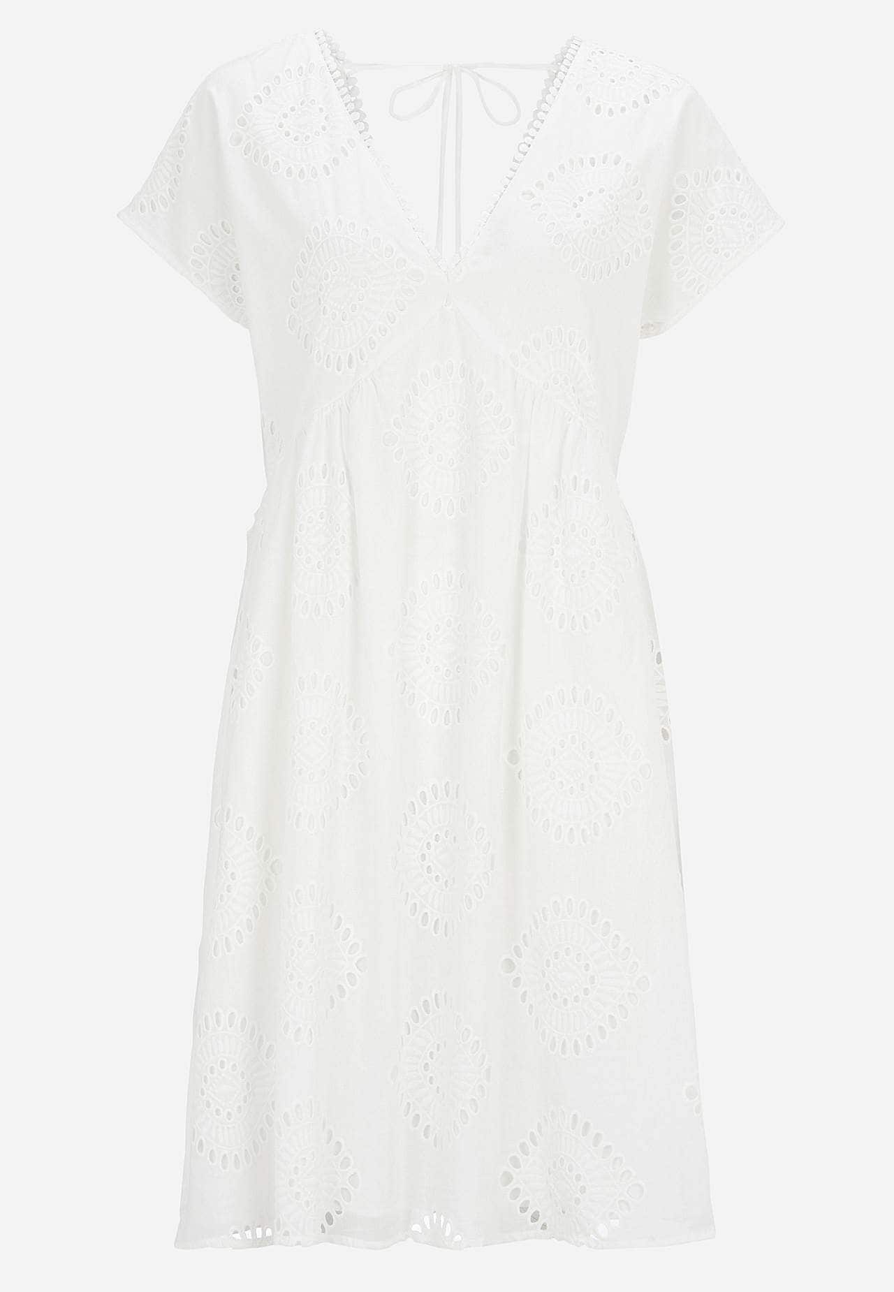 Kleid-Tunika mit englischer Stickerei (Lochstickerei) Ibiza
