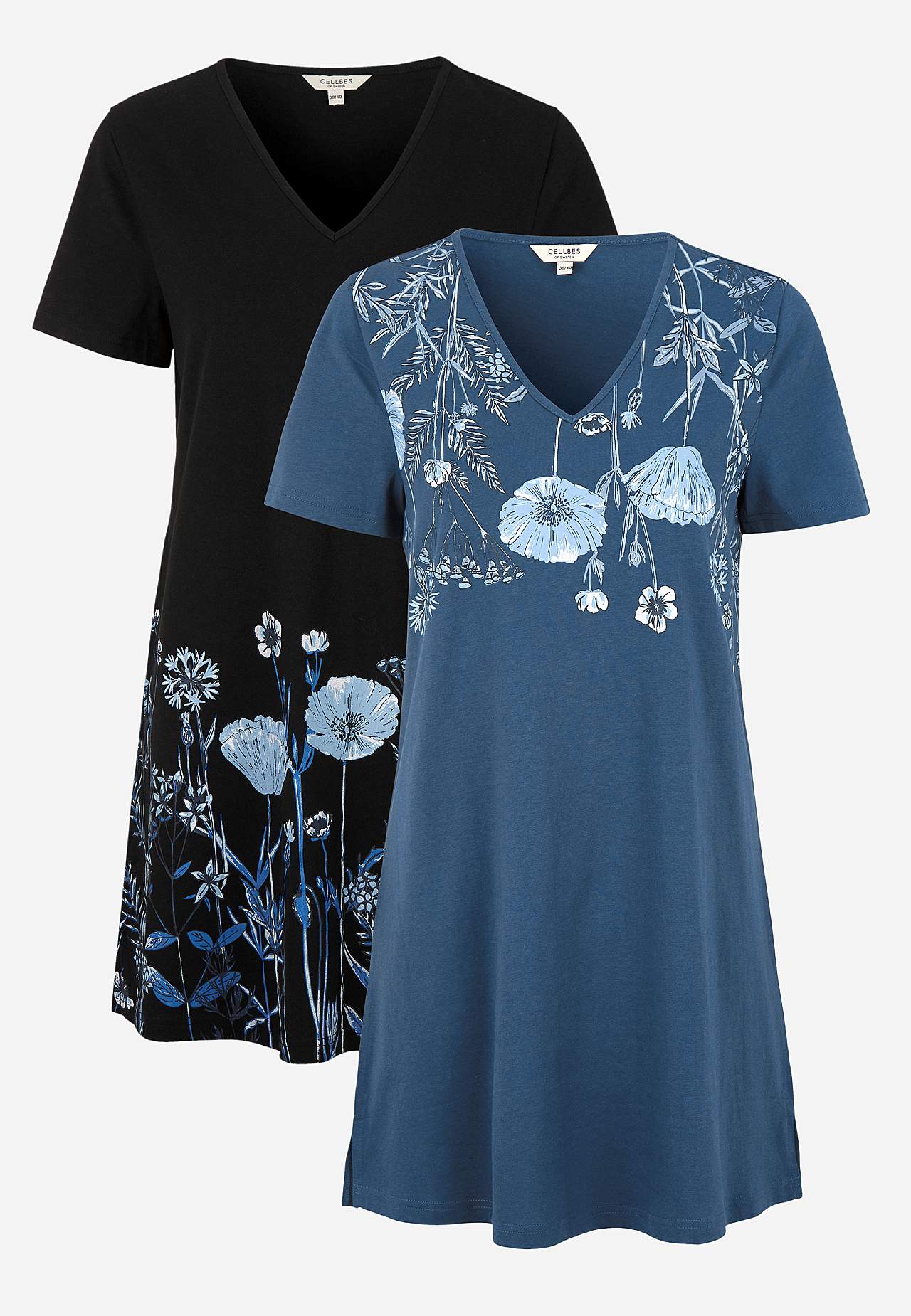 Gemusterte Jersey-Tuniken Barbro 2er-Pack