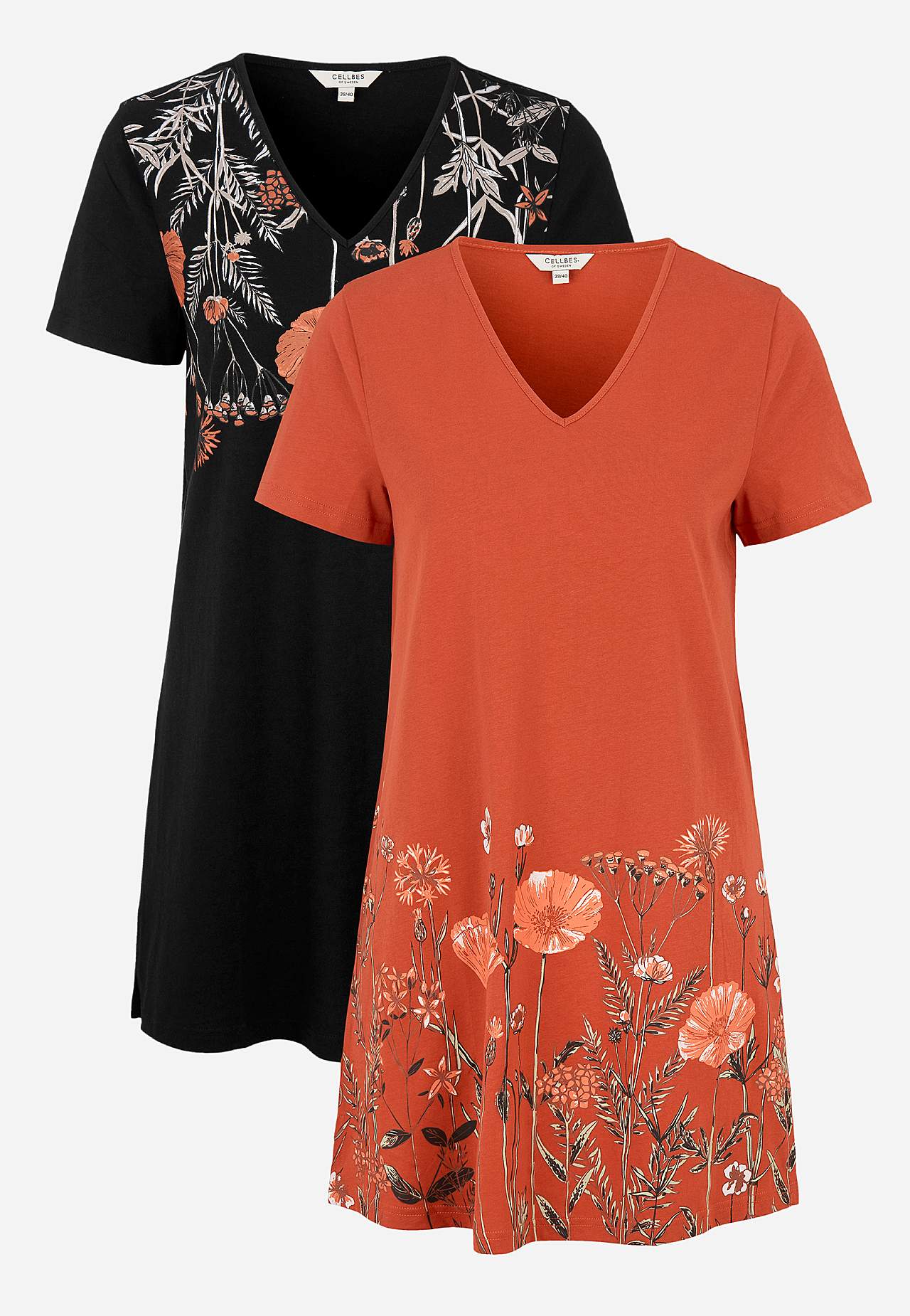 Gemusterte Jersey-Tuniken Barbro 2er-Pack