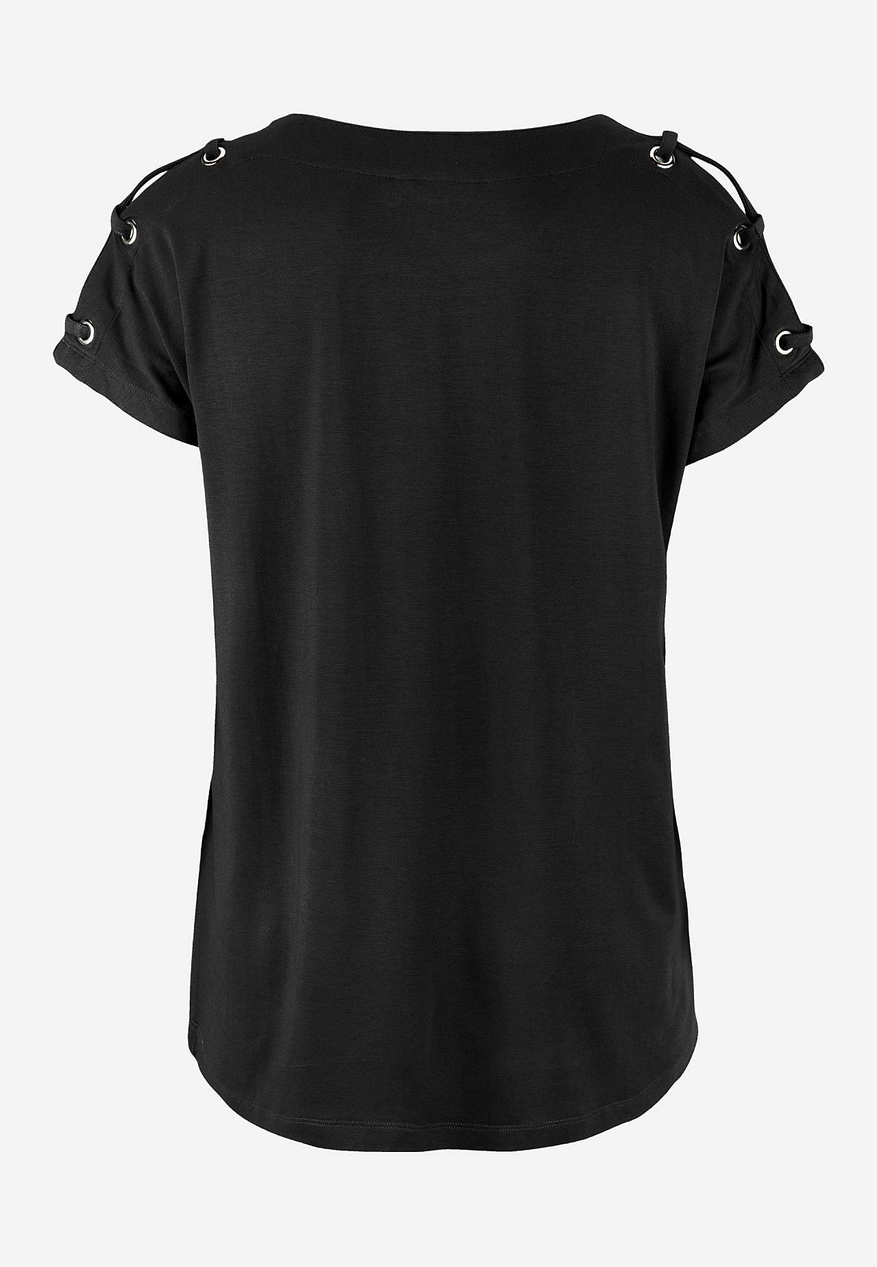 Jersey-Top mit Dekor an der Schulter