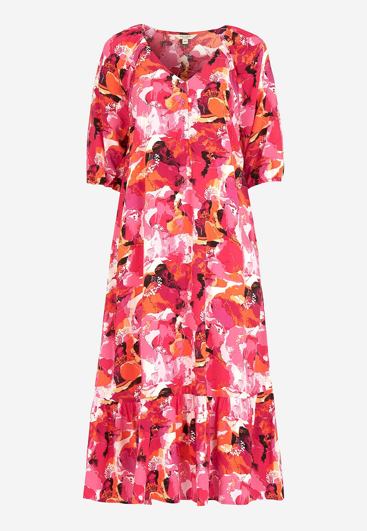 Gemustertes Kleid mit Rüschen
