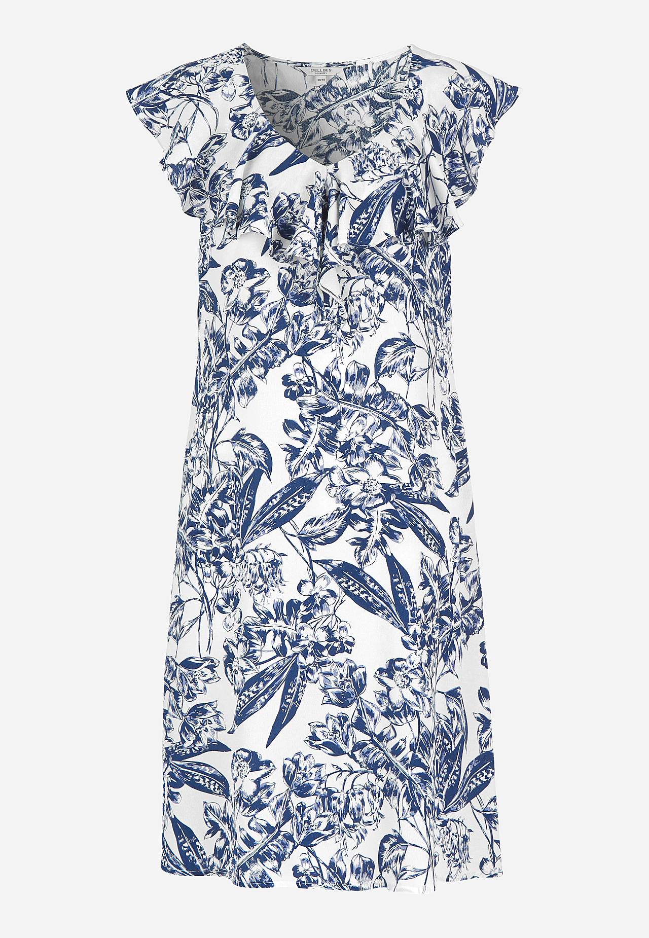 Ärmelloses Kleid mit Volant