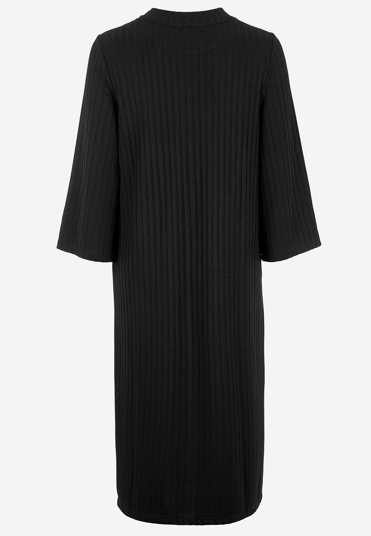 Geripptes Jerseykleid mit hohem Schlitz
