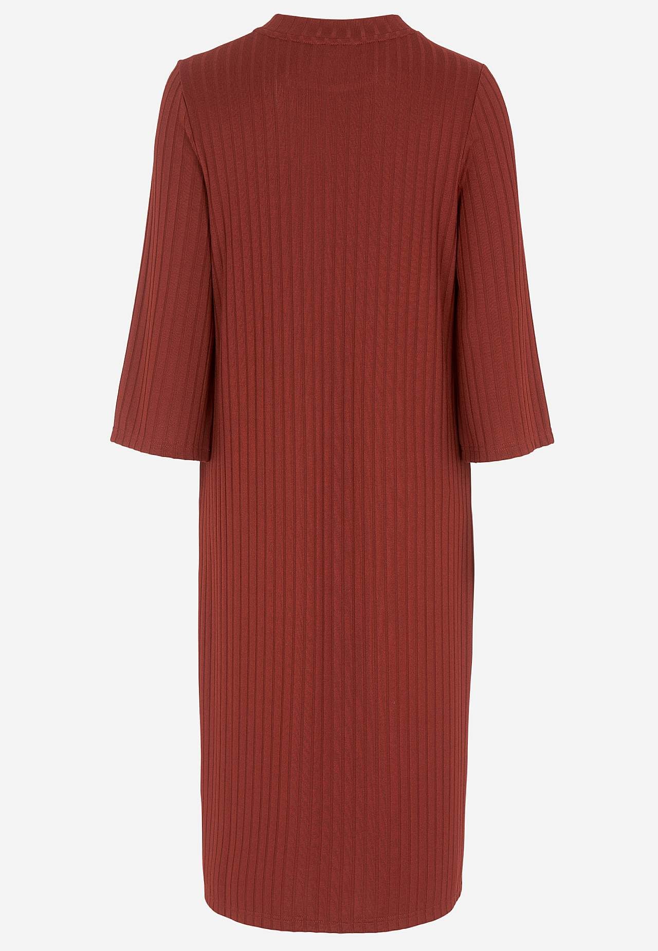 Geripptes Jerseykleid mit hohem Schlitz