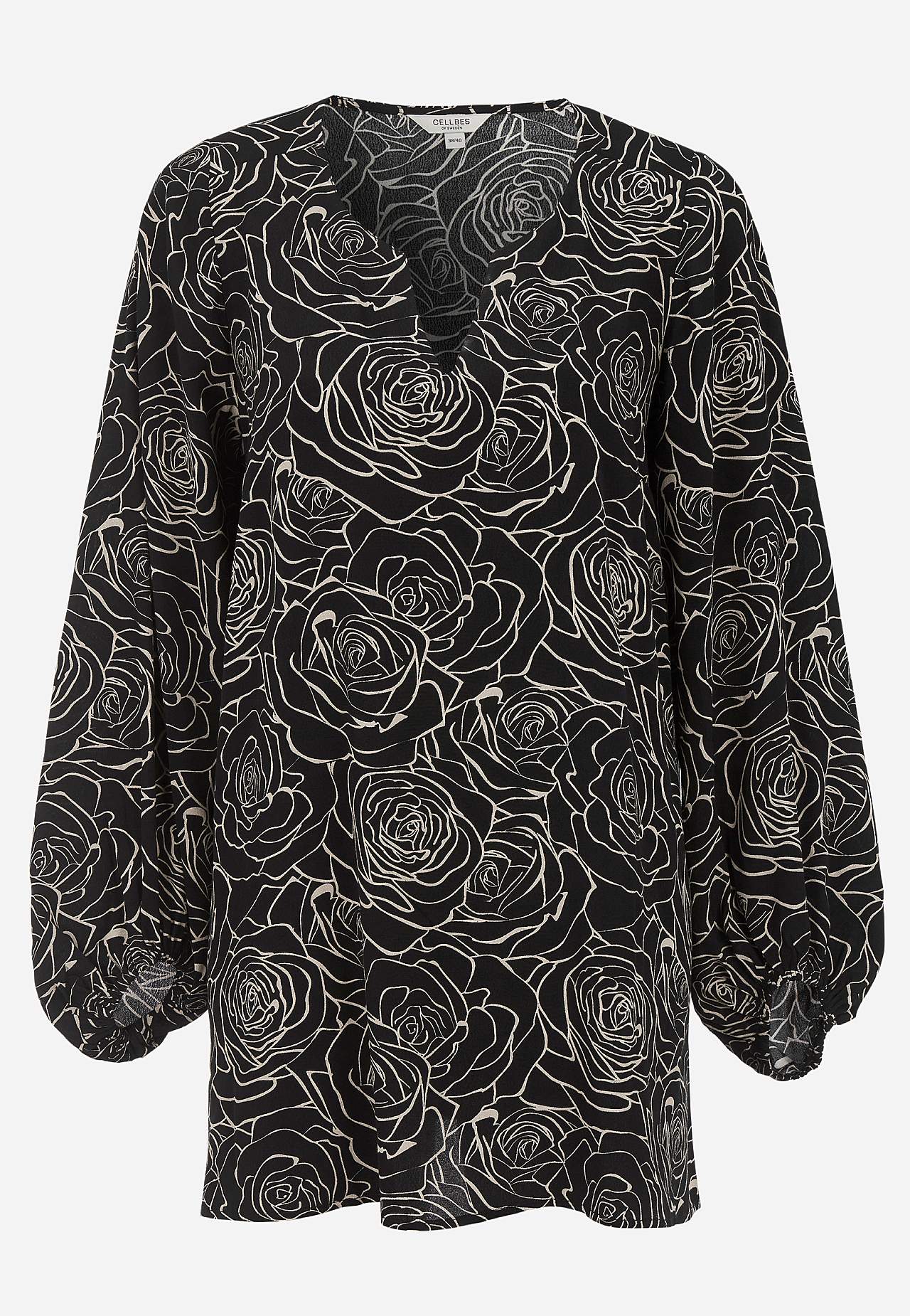 Bluse aus Viskose mit einem Blumen-Muster