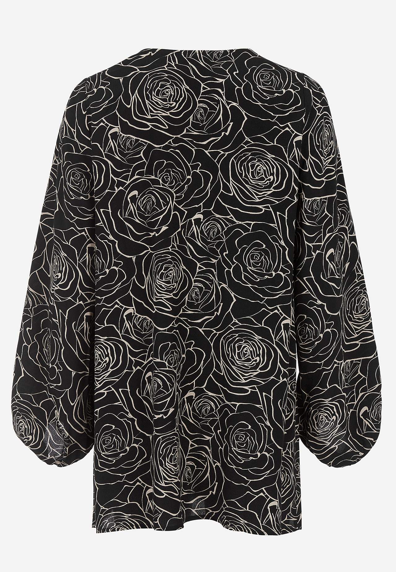 Bluse aus Viskose mit einem Blumen-Muster