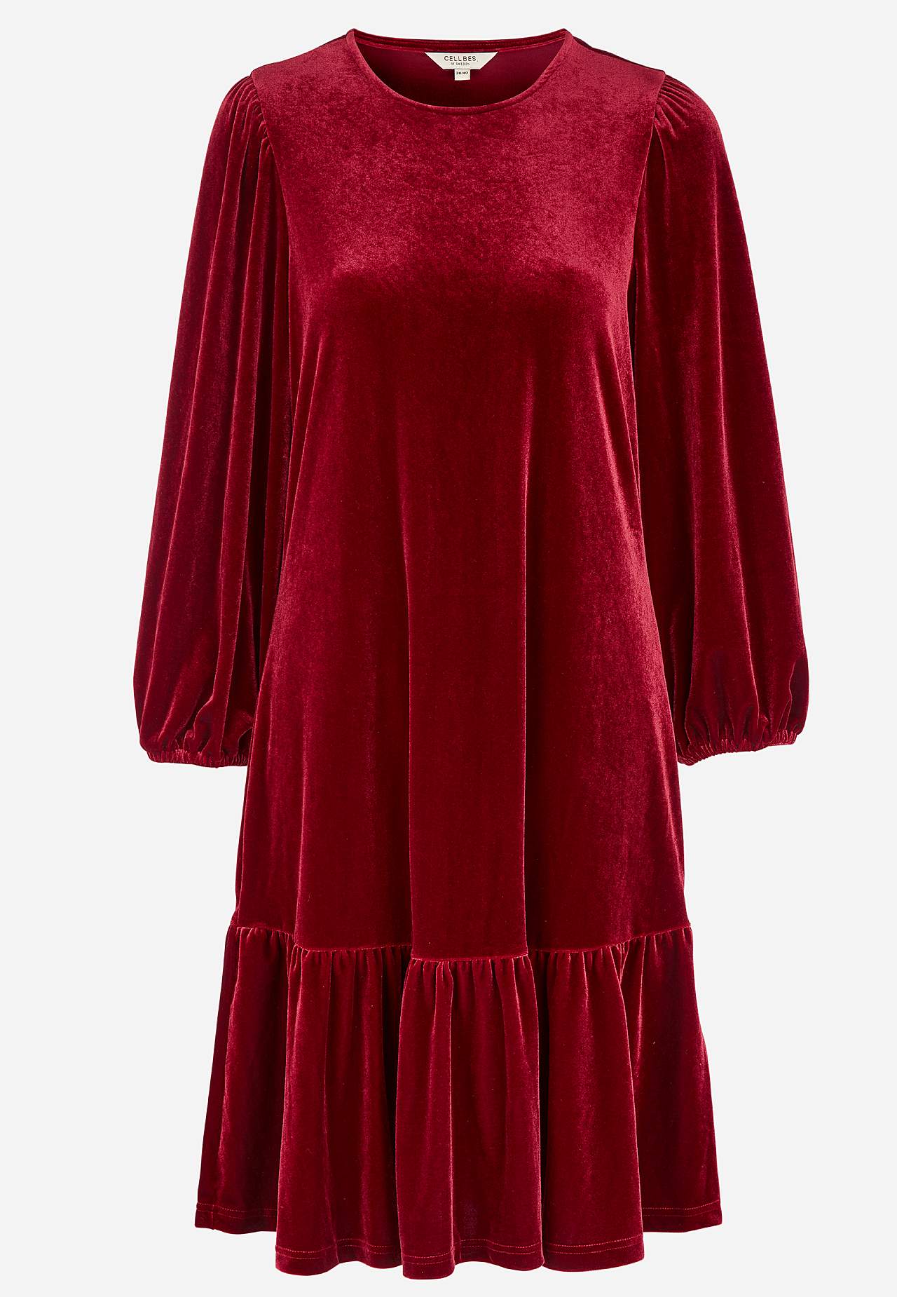 Kleid aus Velours mit Volant