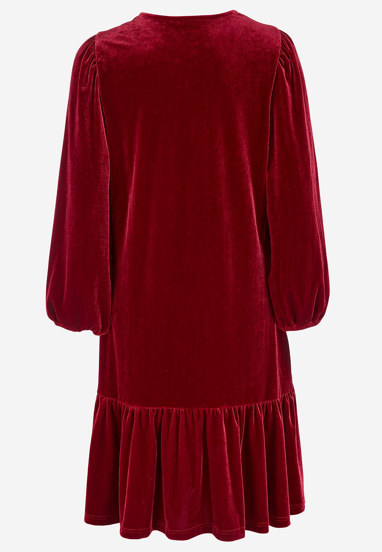 Kleid aus Velours mit Volant
