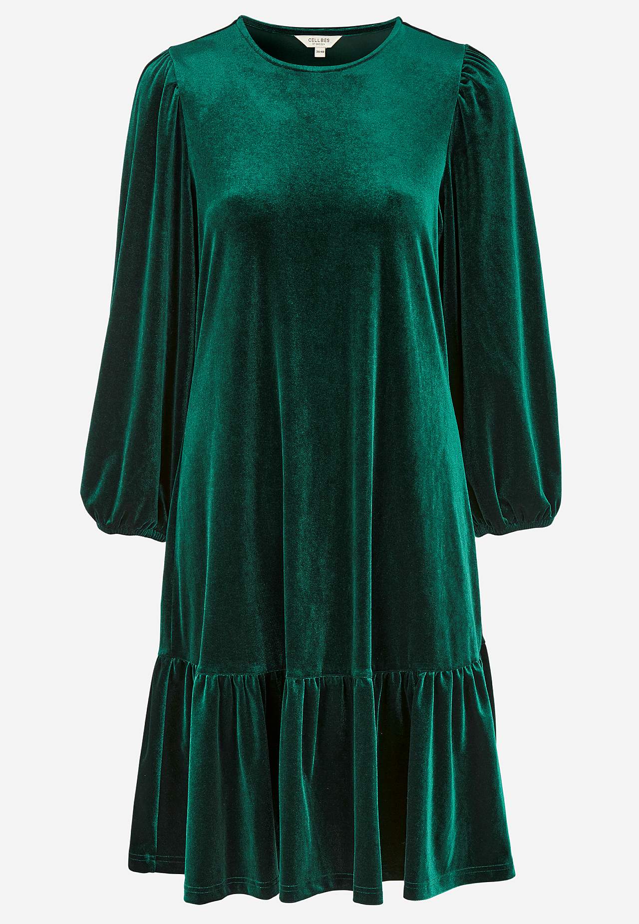 Kleid aus Velours mit Volant