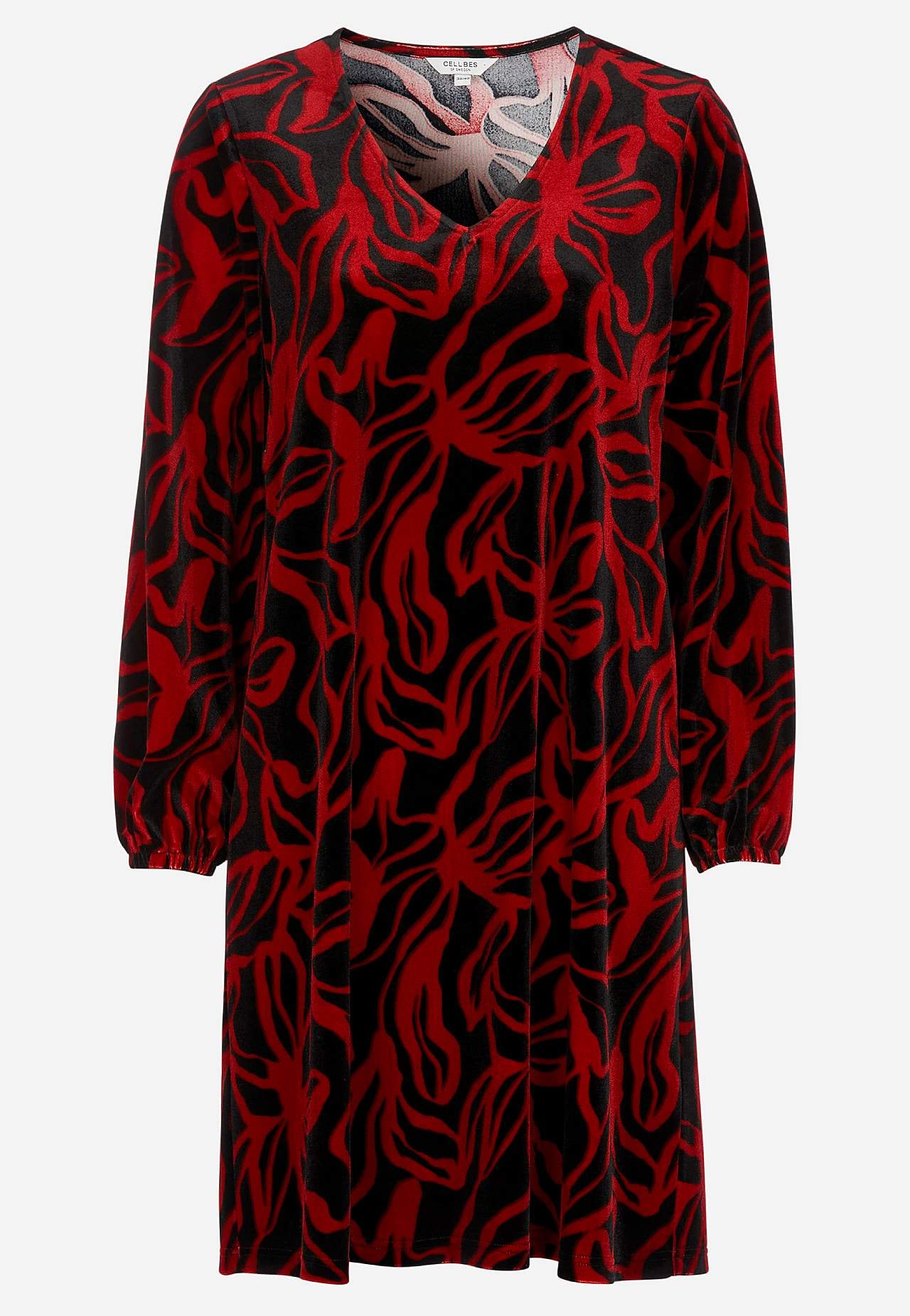 Samtkleid mit einem V-Ausschnitt