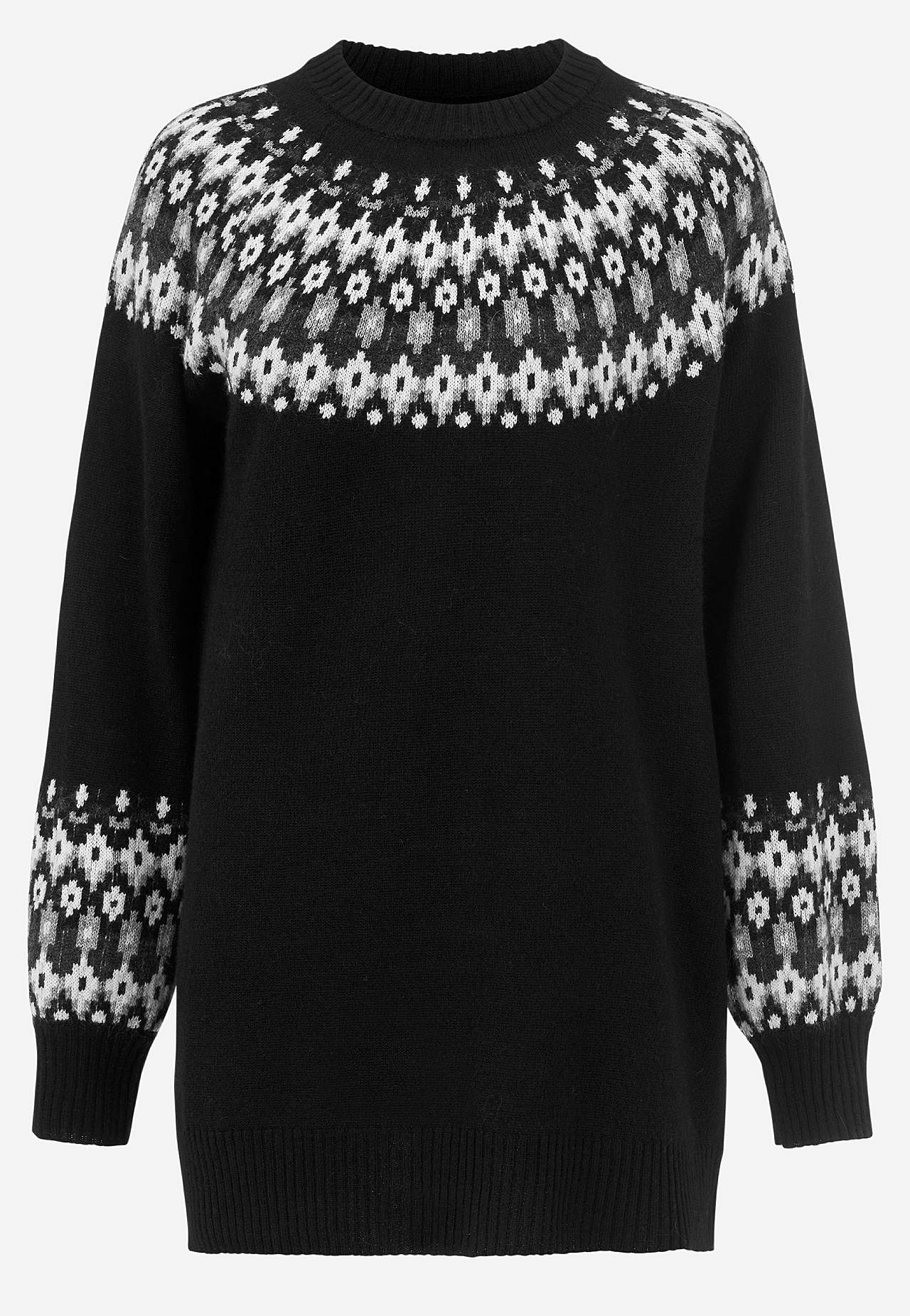 Gestrickter, jacquardgemusterter Pullover