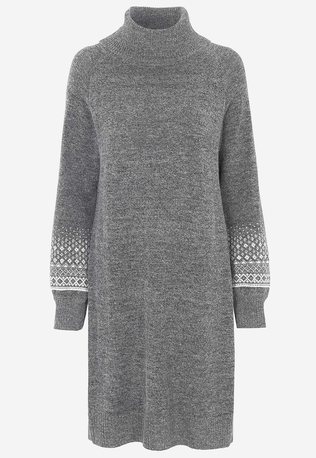 Gestricktes Kleid mit jacquardgemusterten Ärmeln