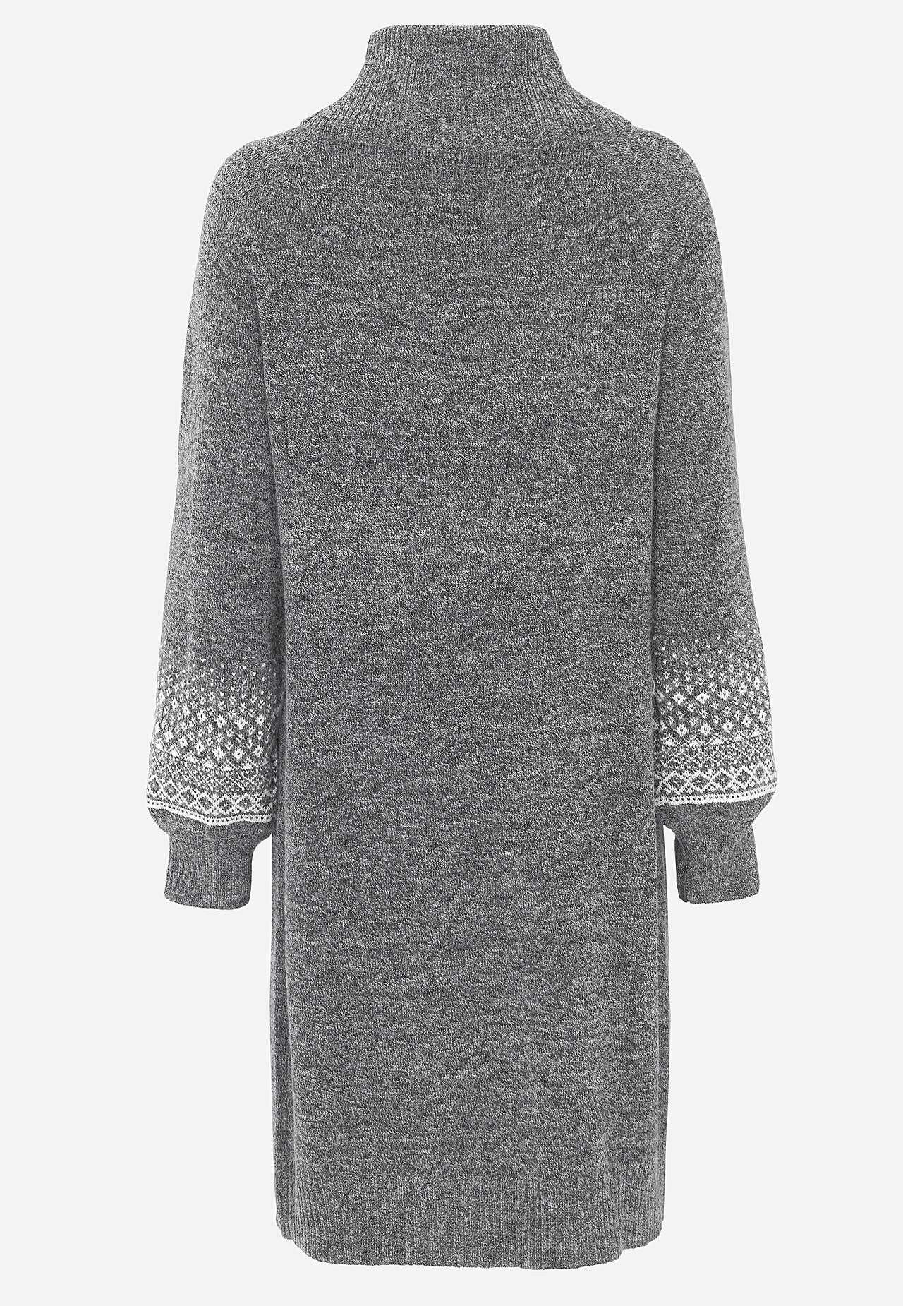 Gestricktes Kleid mit jacquardgemusterten Ärmeln