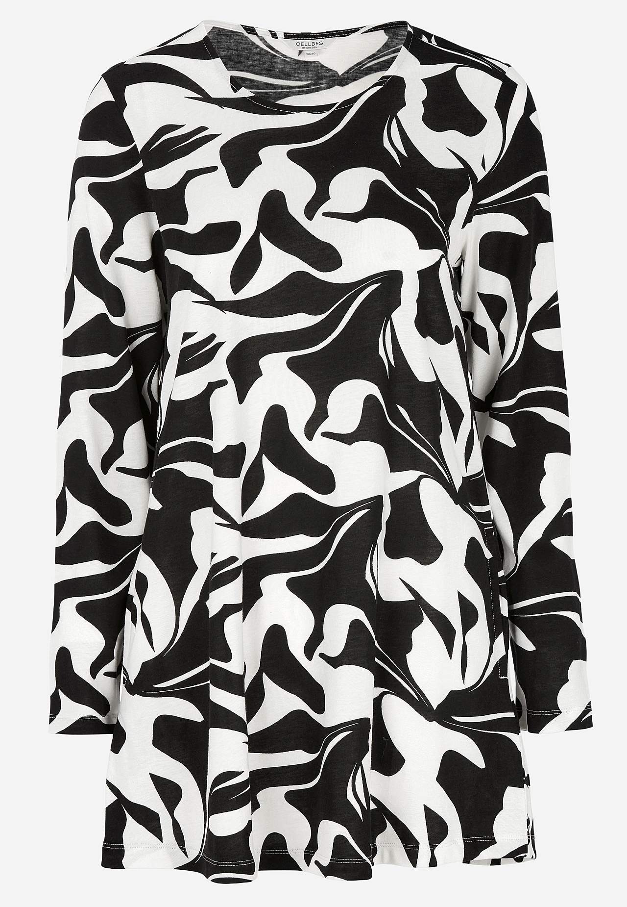 Gemusterte Jersey-Tunika mit Taschen