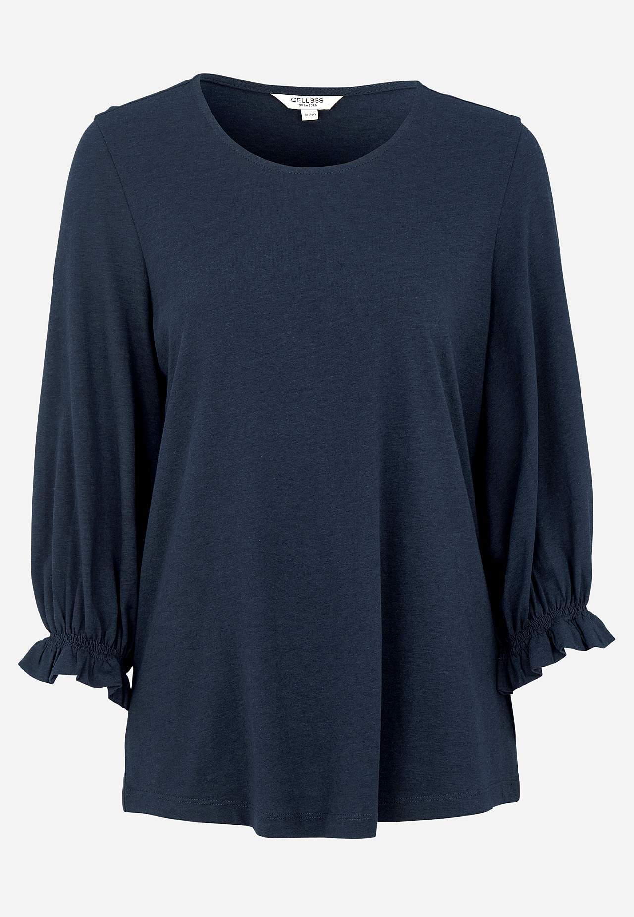 Jersey-Top mit Smokdetail
