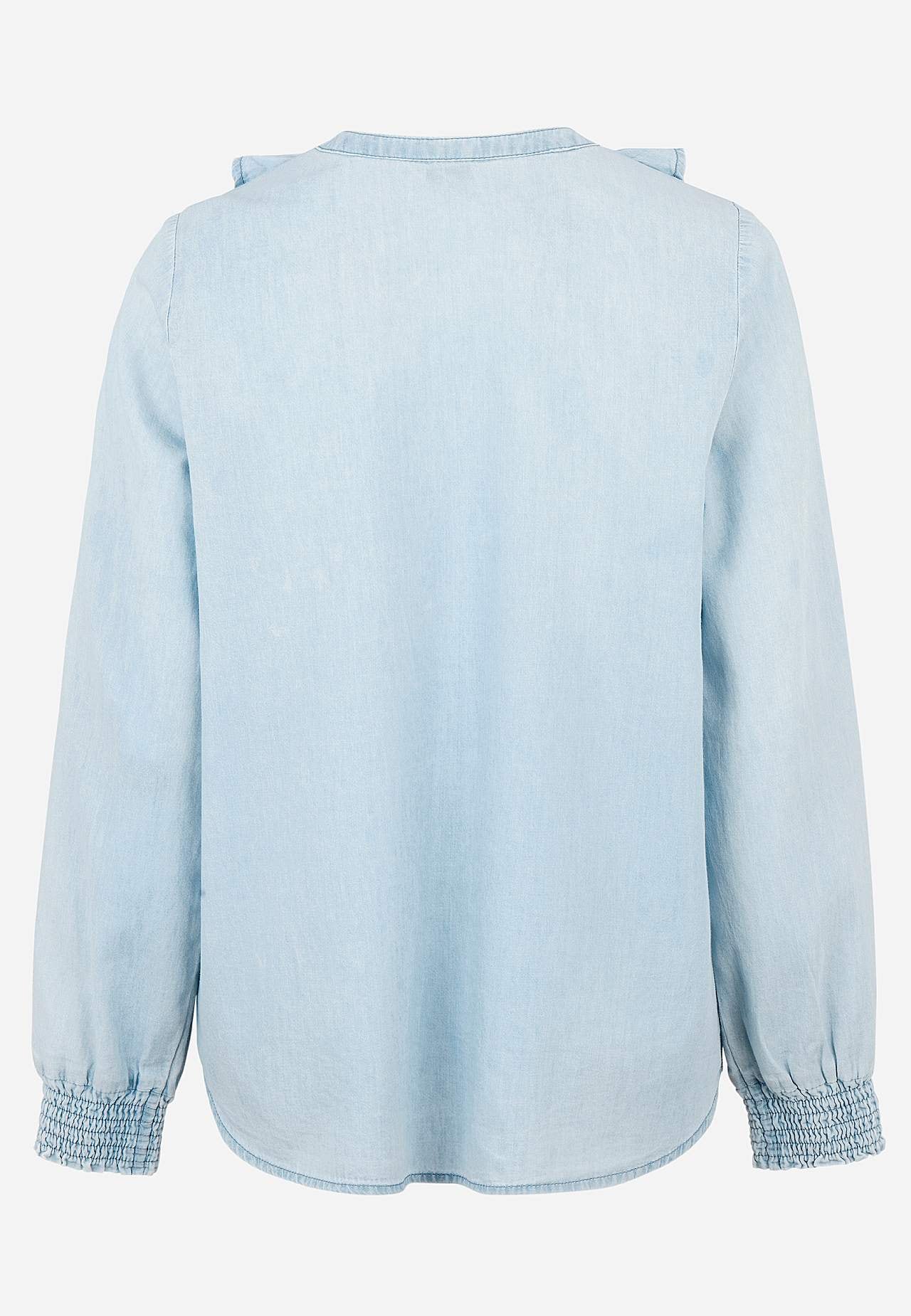 Bluse mit Rüschen aus Denim