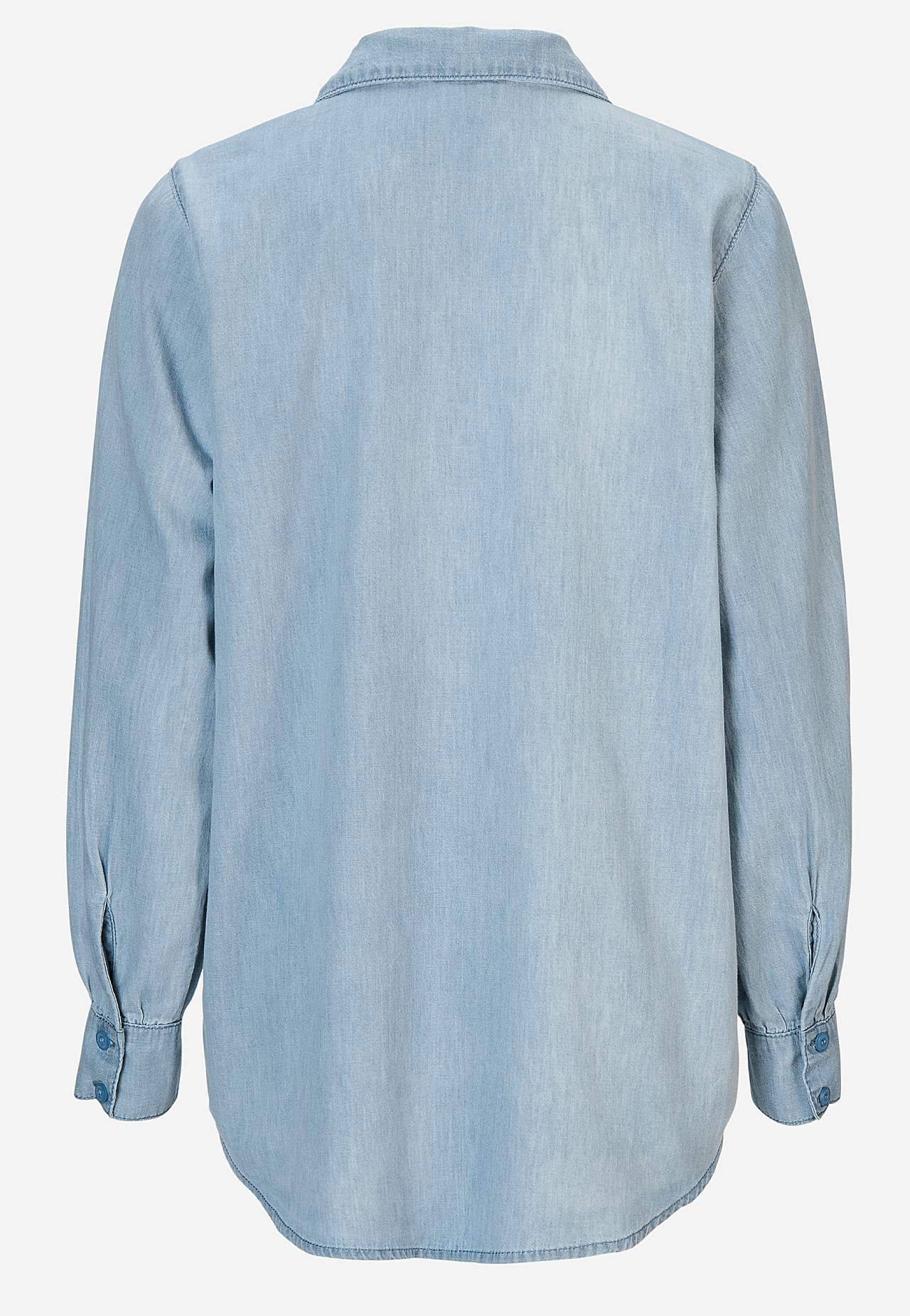 Jeansbluse mit genähten Falten