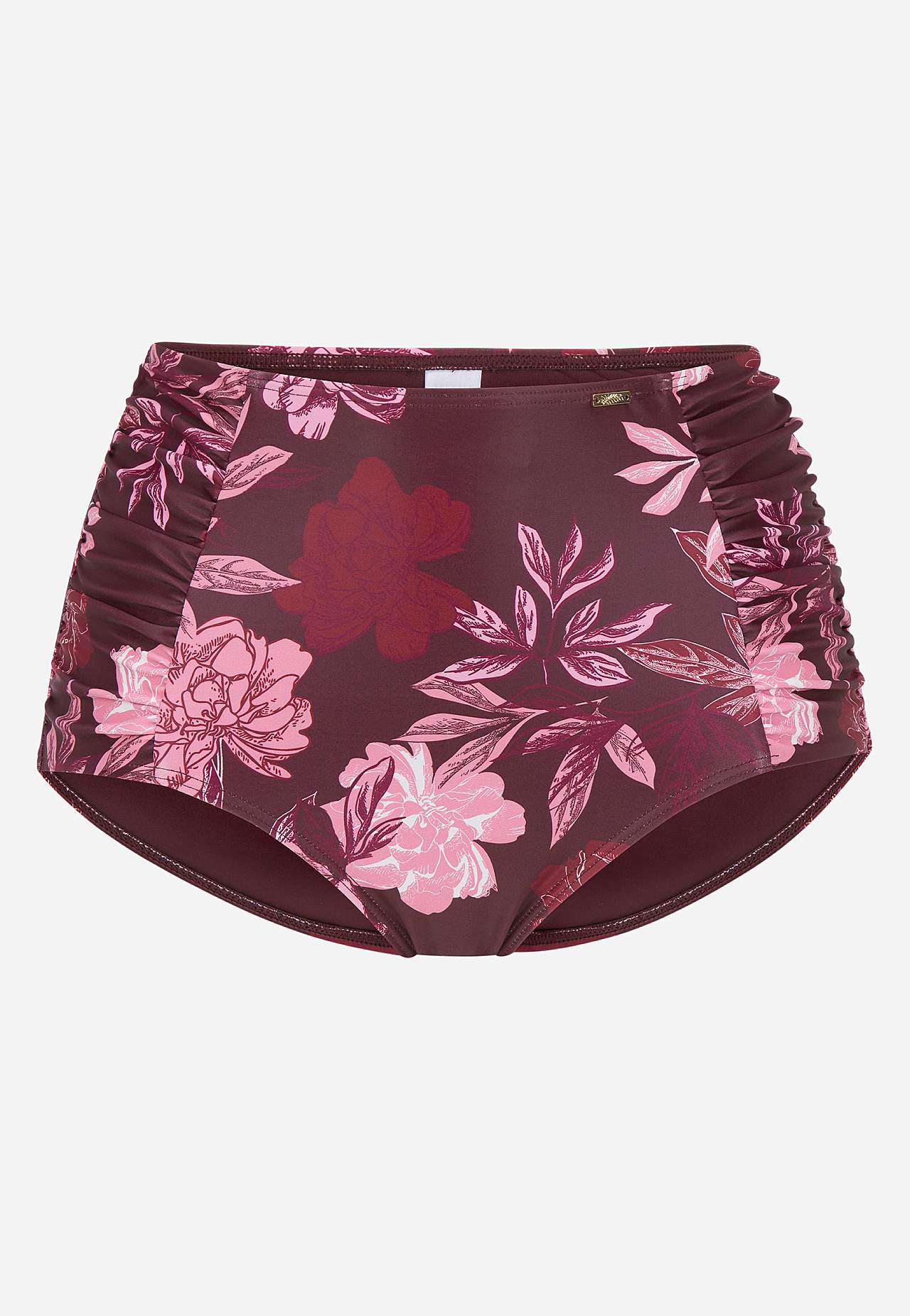 Gemusterter Bikini-Unterteil mit hohem Bund